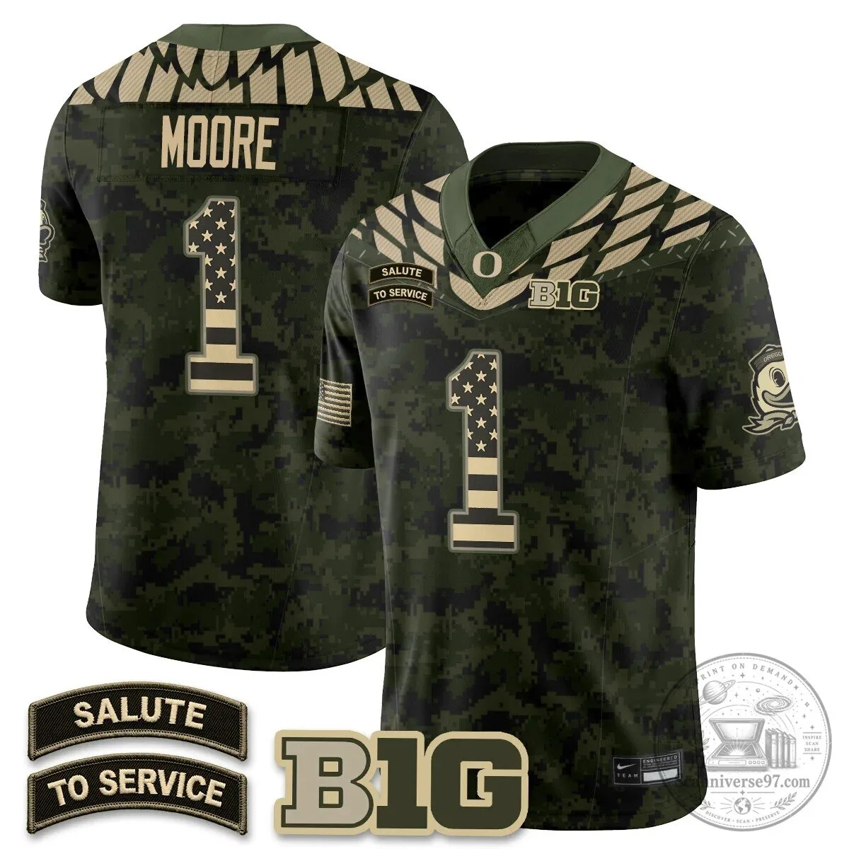 Black Football Jersey for Oregon Ducks Salute to Service 78 Black Football Jersey for Oregon Ducks Salute to Service