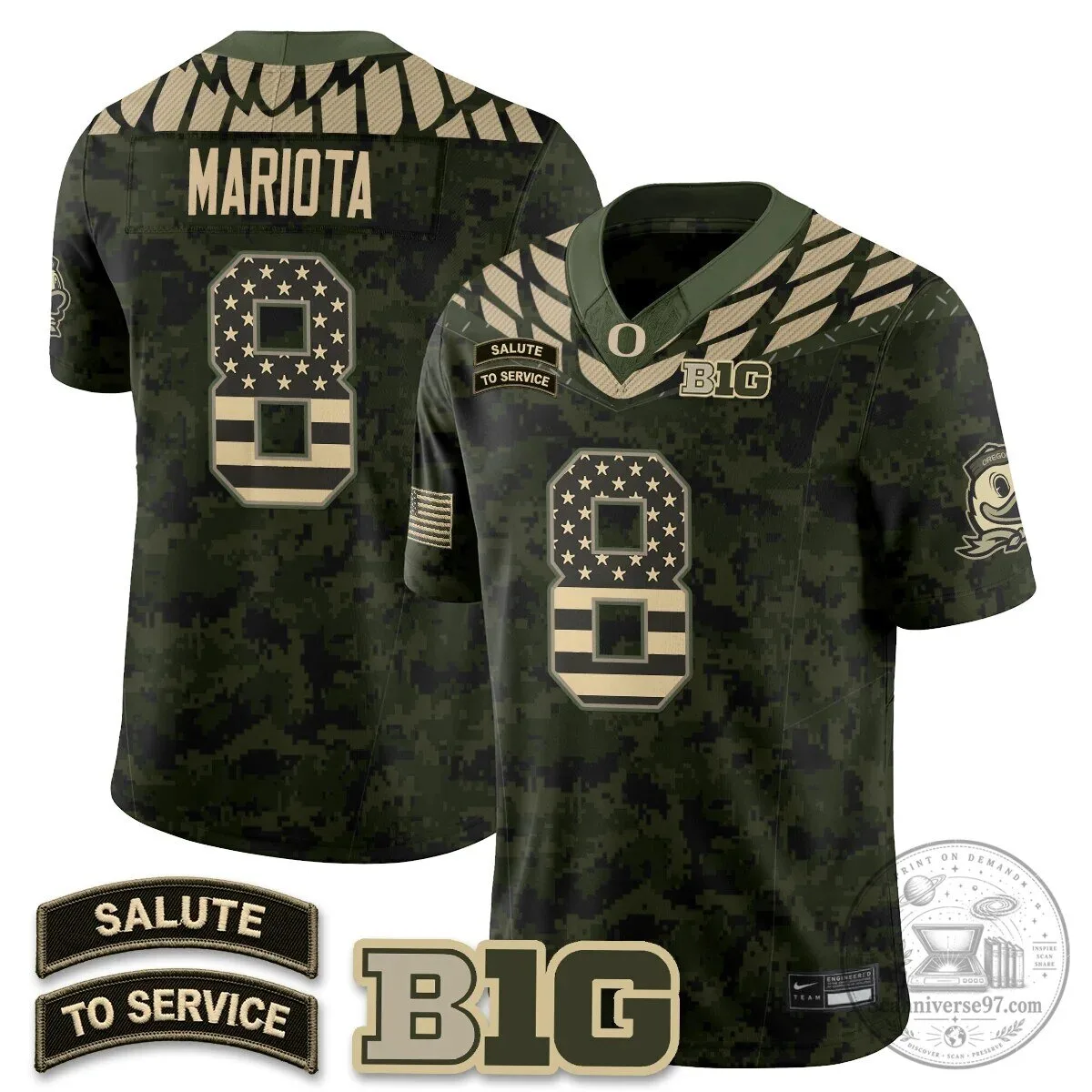 Black Football Jersey for Oregon Ducks Salute to Service 83 Black Football Jersey for Oregon Ducks Salute to Service