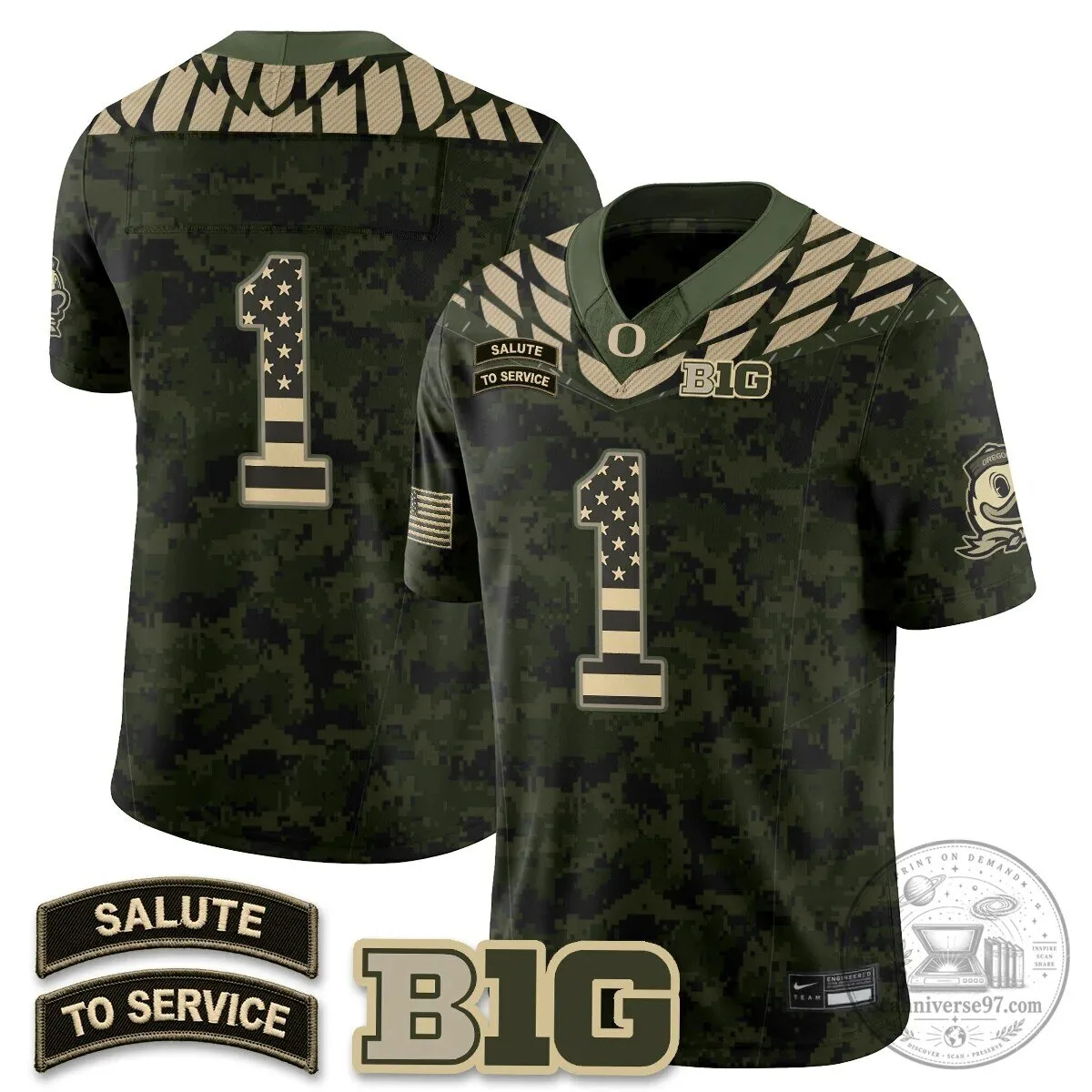 Black Football Jersey for Oregon Ducks Salute to Service 86 Black Football Jersey for Oregon Ducks Salute to Service