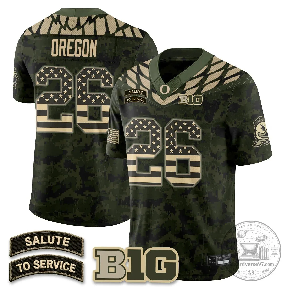 Black Football Jersey for Oregon Ducks Salute to Service 87 Black Football Jersey for Oregon Ducks Salute to Service