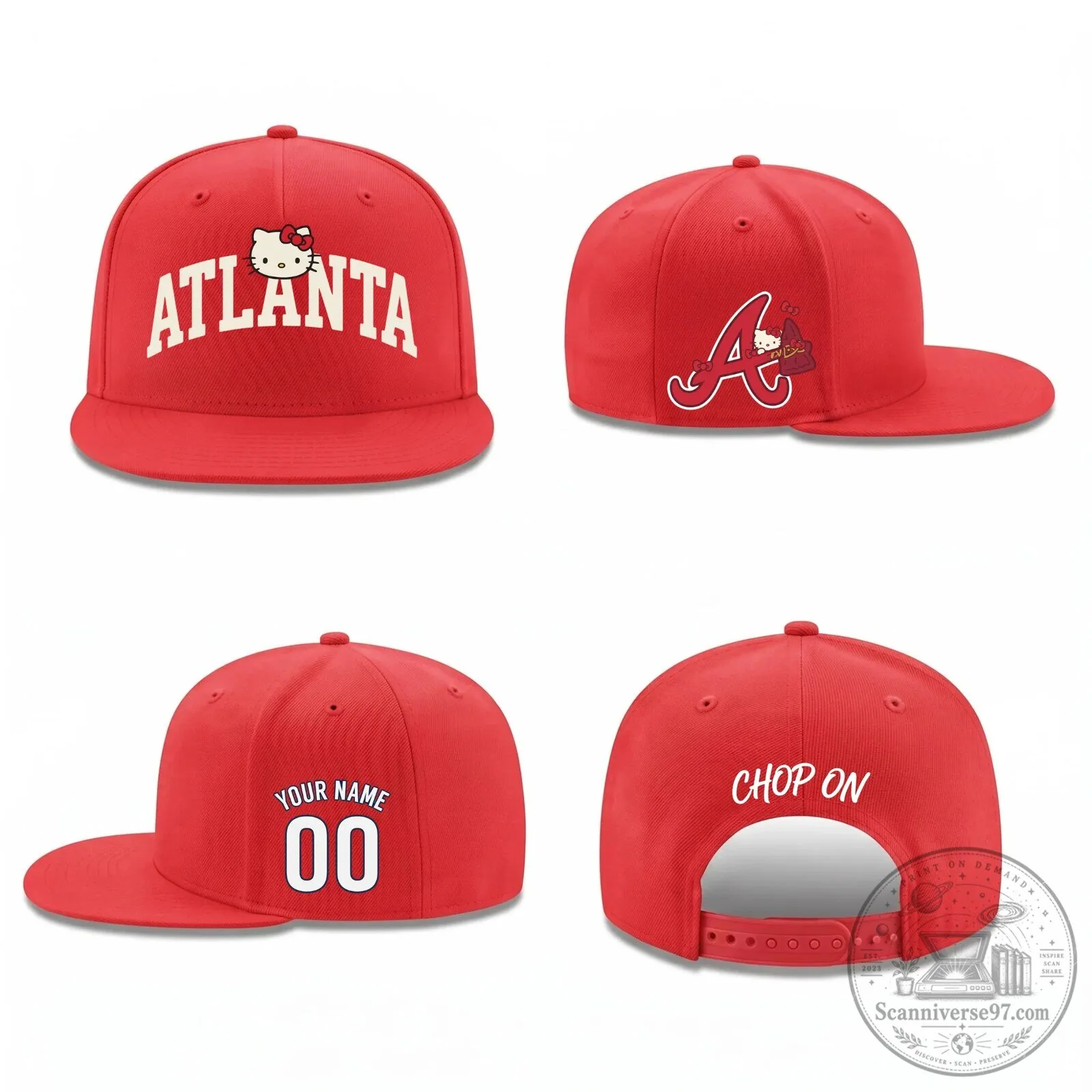 Atlanta Braves Hello Kitty Personalized Black Snapback Cap Hat 7 Atlanta Braves Hello Kitty Personalized Black Snapback Cap Hat