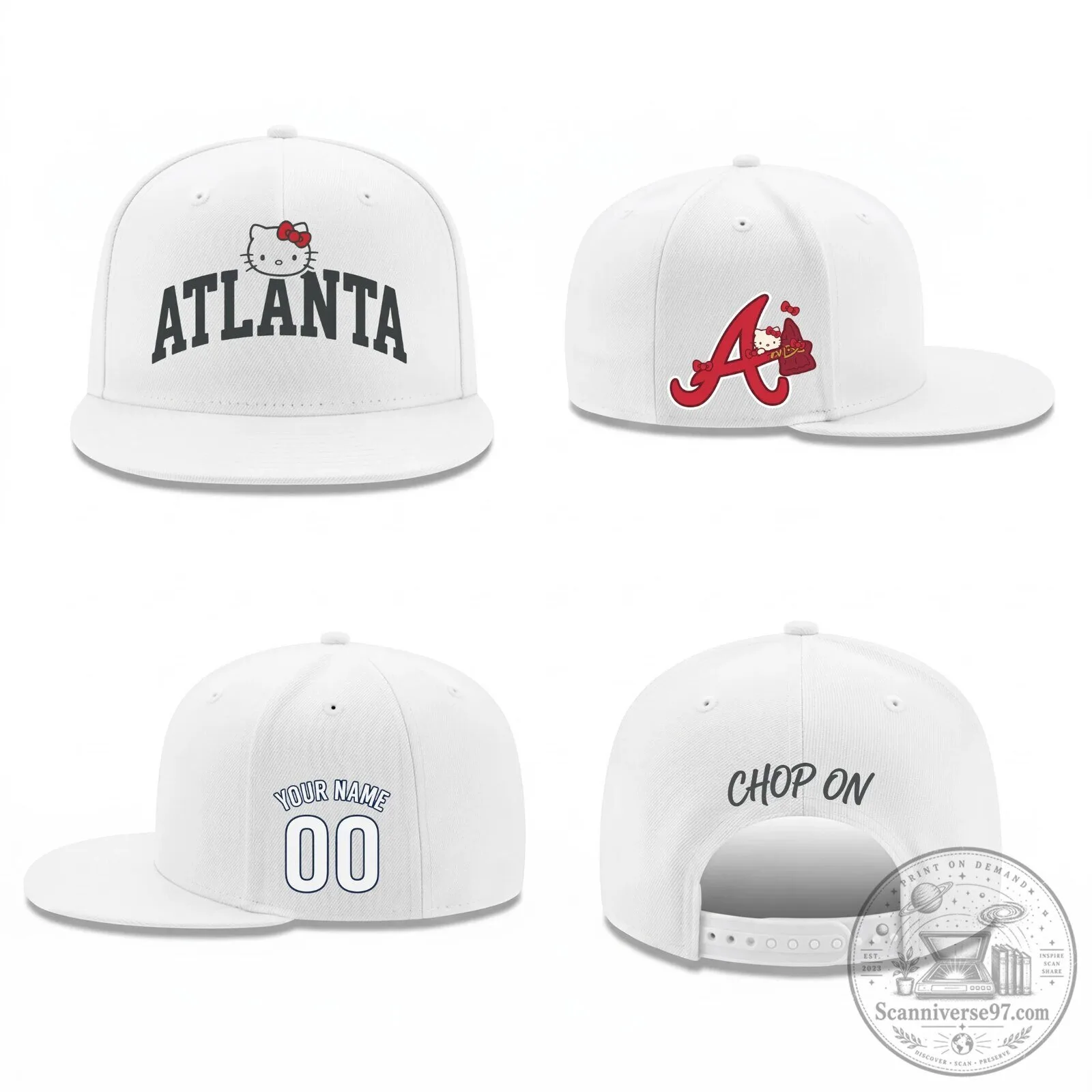 Atlanta Braves Hello Kitty Personalized Black Snapback Cap Hat 11 Atlanta Braves Hello Kitty Personalized Black Snapback Cap Hat