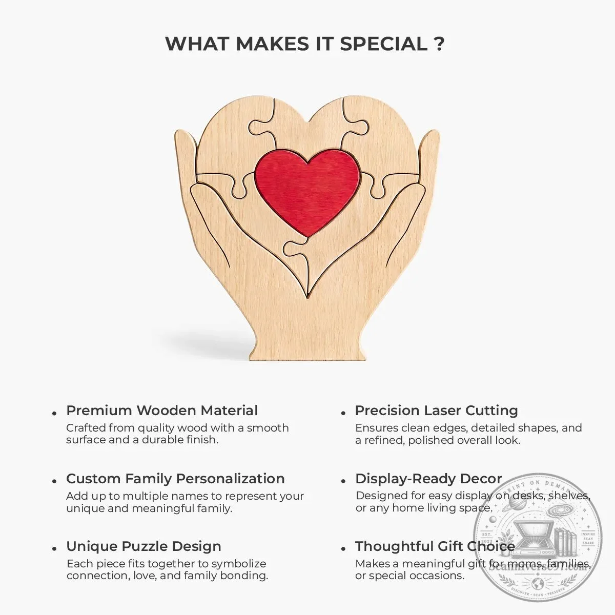 Personalized Heart Shaped Wooden Puzzle for Mom with Custom Family Names 11 Personalized Heart Shaped Wooden Puzzle for Mom with Custom Family Names