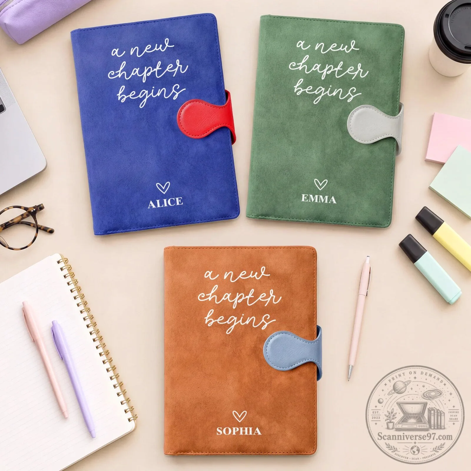Personalized A New Chapter Begins Magnetic Buckle Leather Notebook with Pen 9 Personalized A New Chapter Begins Magnetic Buckle Leather Notebook with Pen