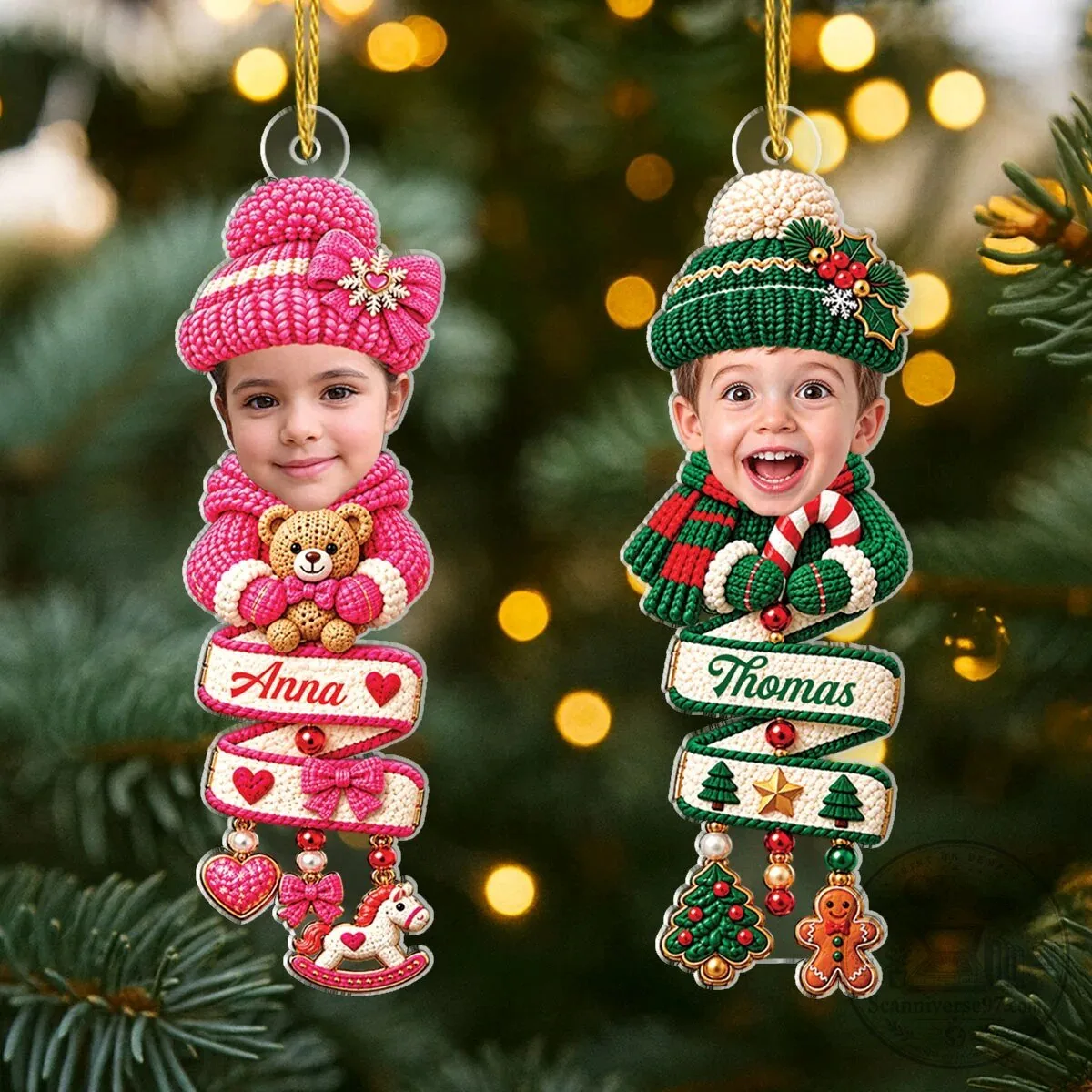 Personalized Baby Face Winter Hat Christmas Tree Ornament Custom Photo Keepsake 7 Personalized Baby Face Winter Hat Christmas Tree Ornament Custom Photo Keepsake