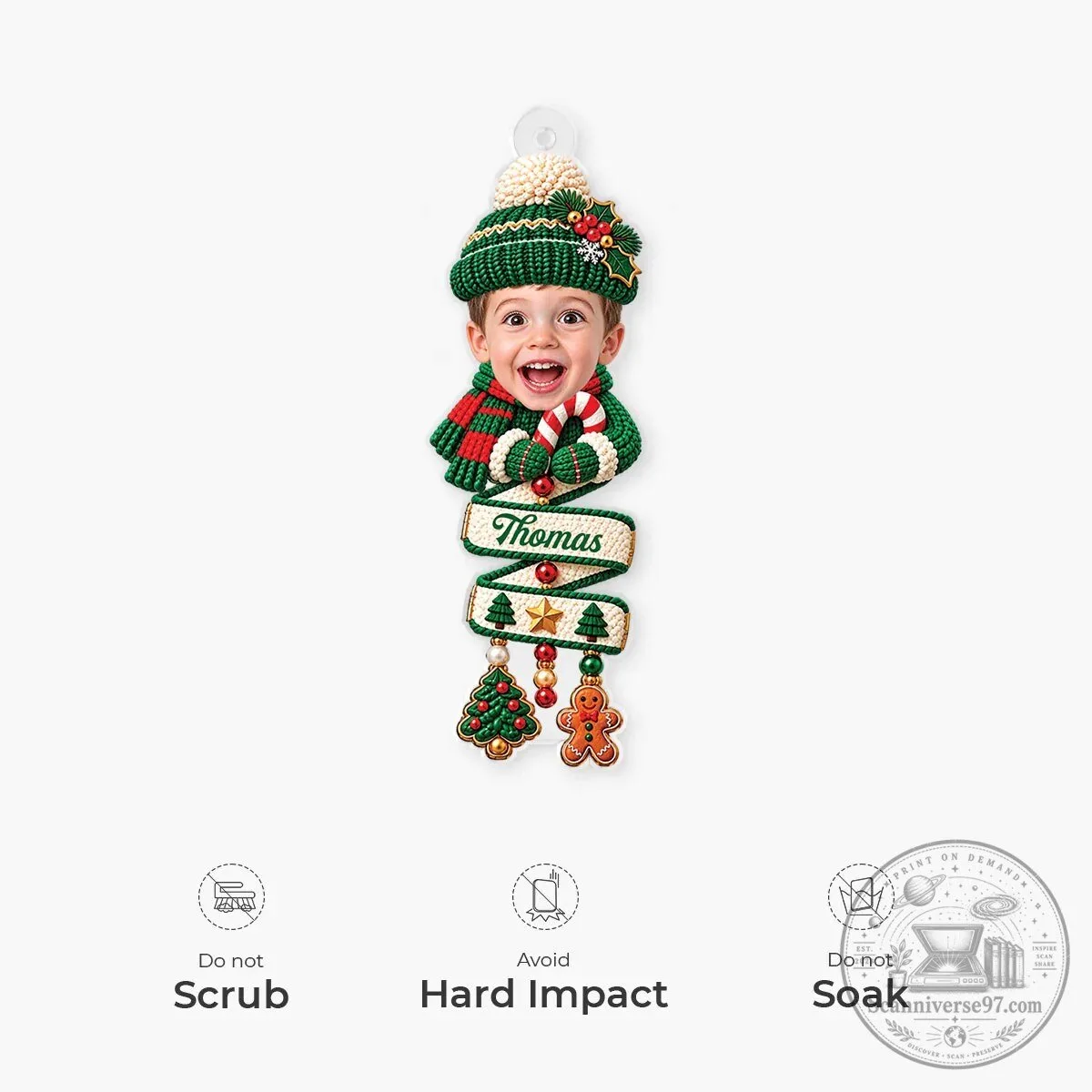 Personalized Baby Face Winter Hat Christmas Tree Ornament Custom Photo Keepsake 10 Personalized Baby Face Winter Hat Christmas Tree Ornament Custom Photo Keepsake