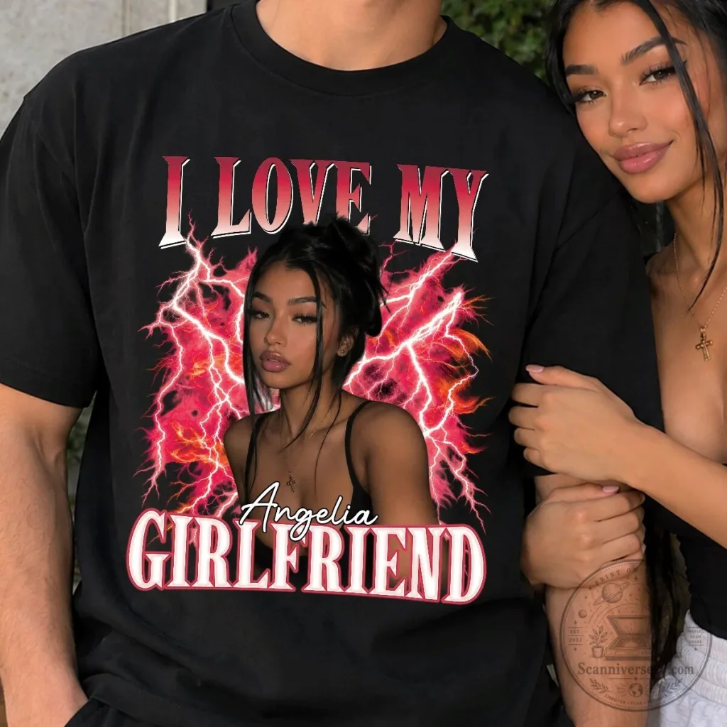 I Love My Girlfriend Custom Photo Graphic T-Shirt for Couples I Love My Girlfriend Custom Photo Graphic T-Shirt for Couples