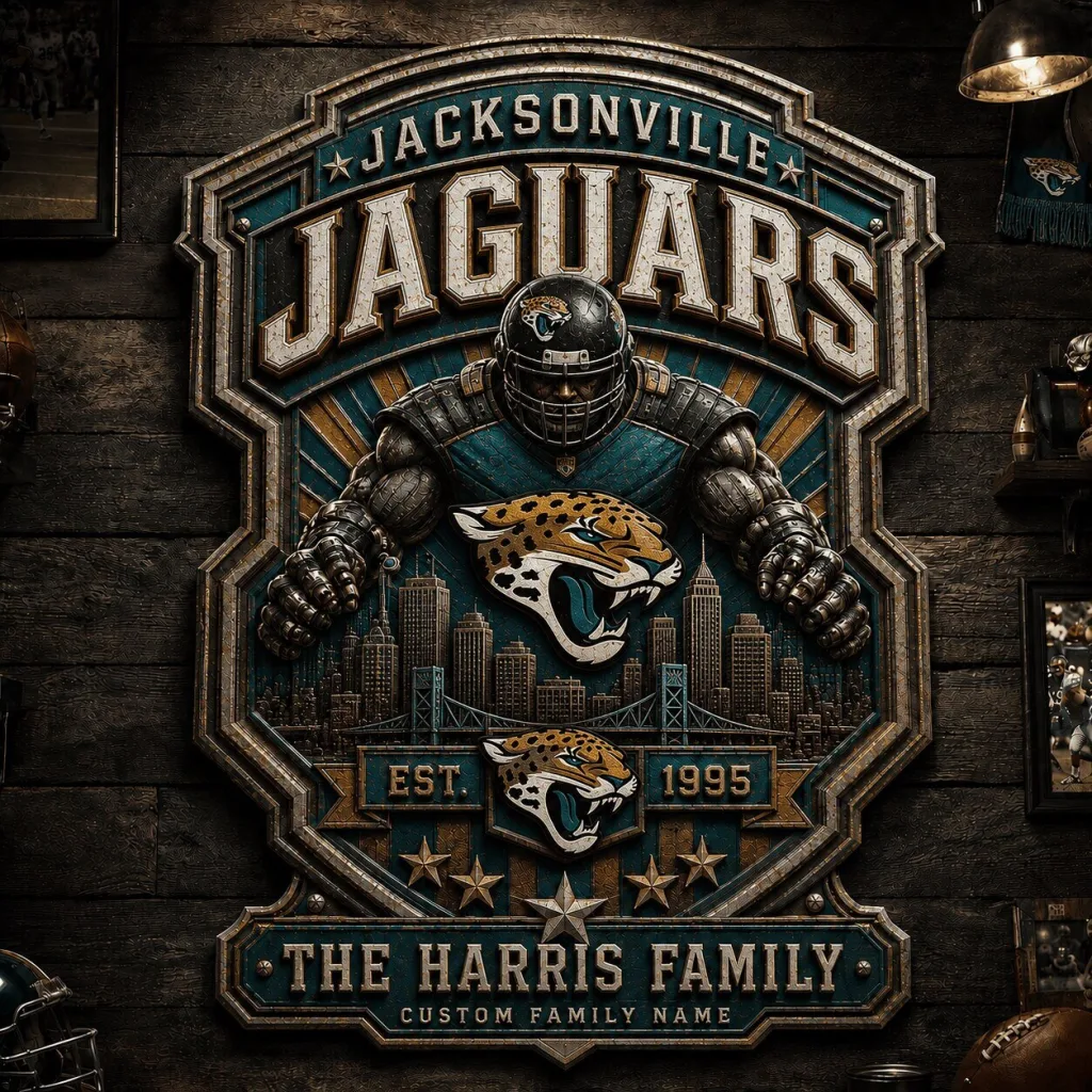 Jacksonville Jaguars NFL Personalized Vintage Retro Metal Wall Sign Jacksonville Jaguars NFL Personalized Vintage Retro Metal Wall Sign