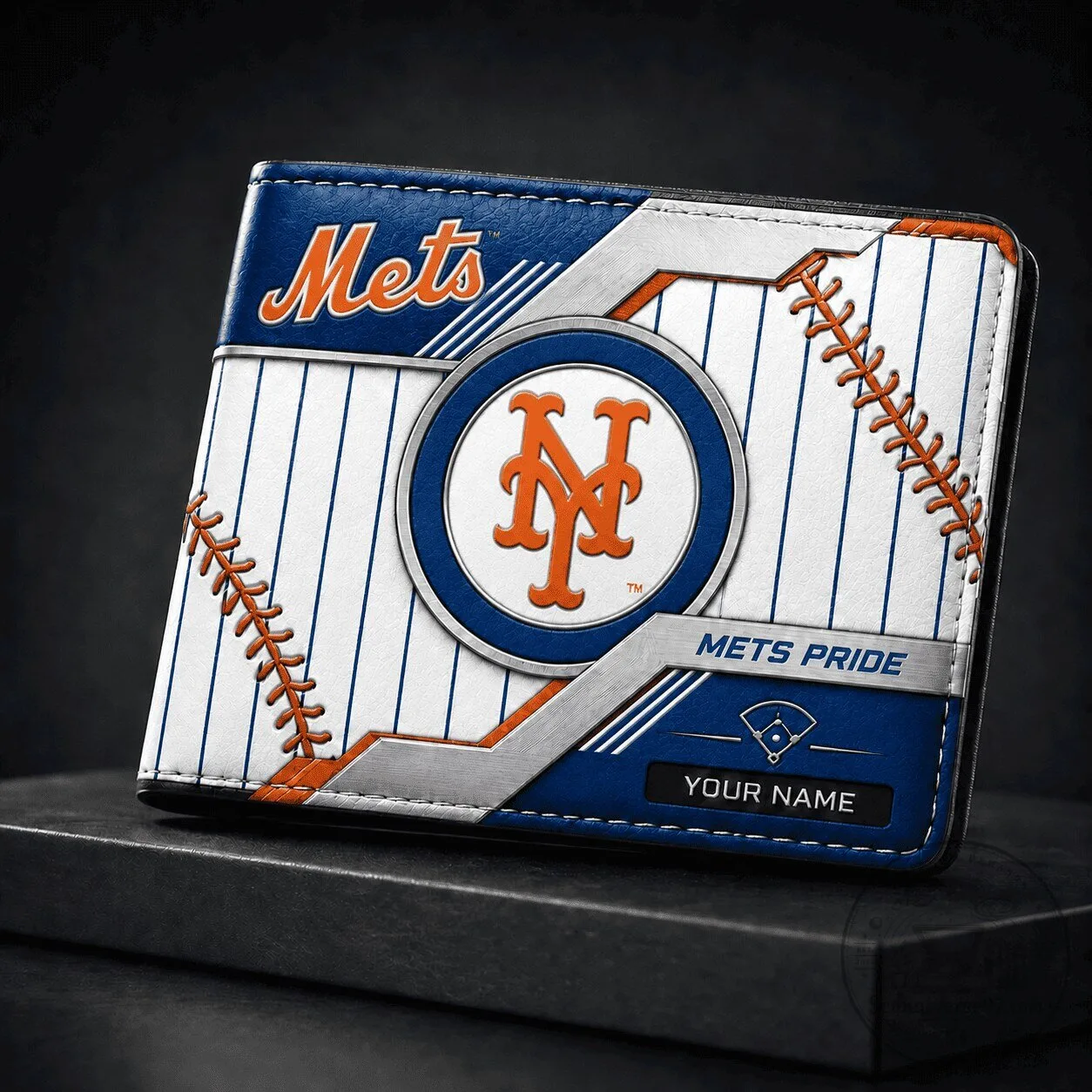 New York Mets Baseball Personalized Faux Leather Wallet
