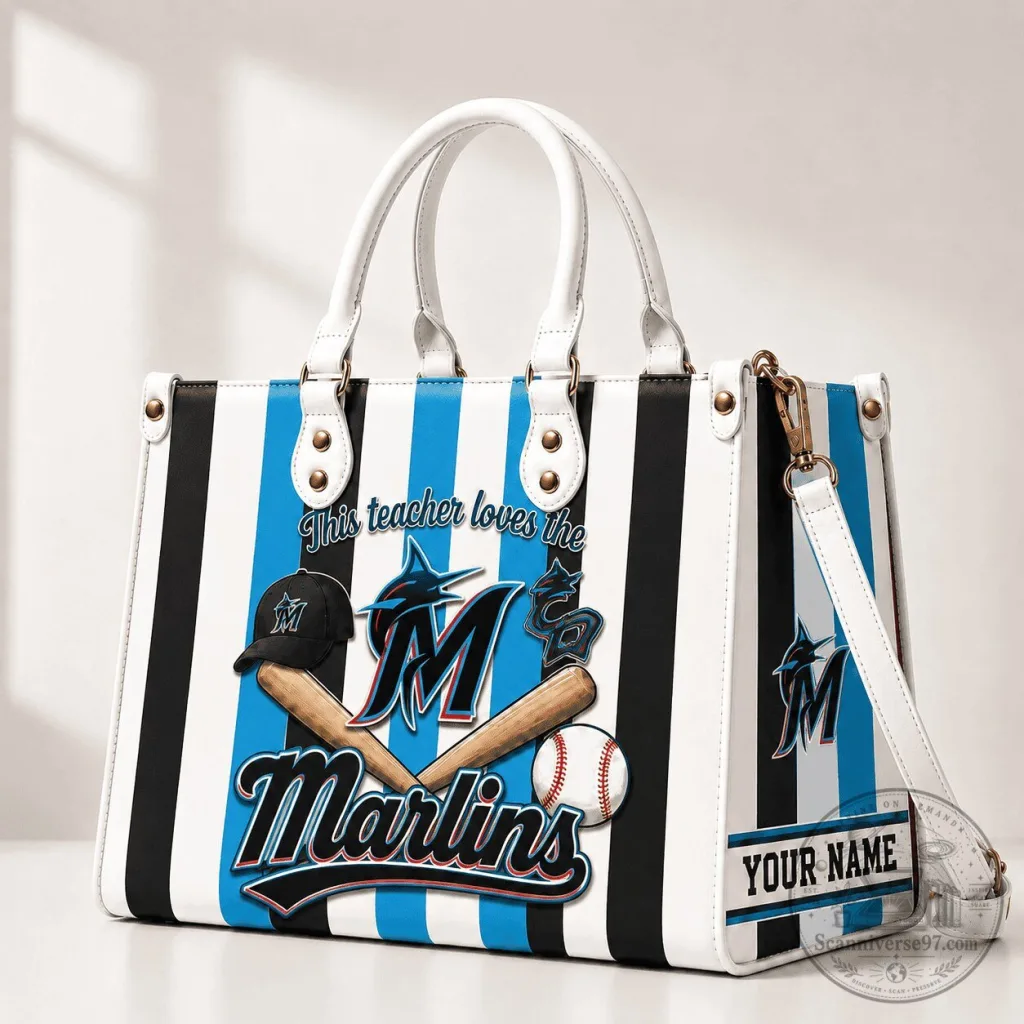 Miami Marlins Baseball Team Personalized Handbag For Women Miami Marlins Baseball Team Personalized Handbag For Women