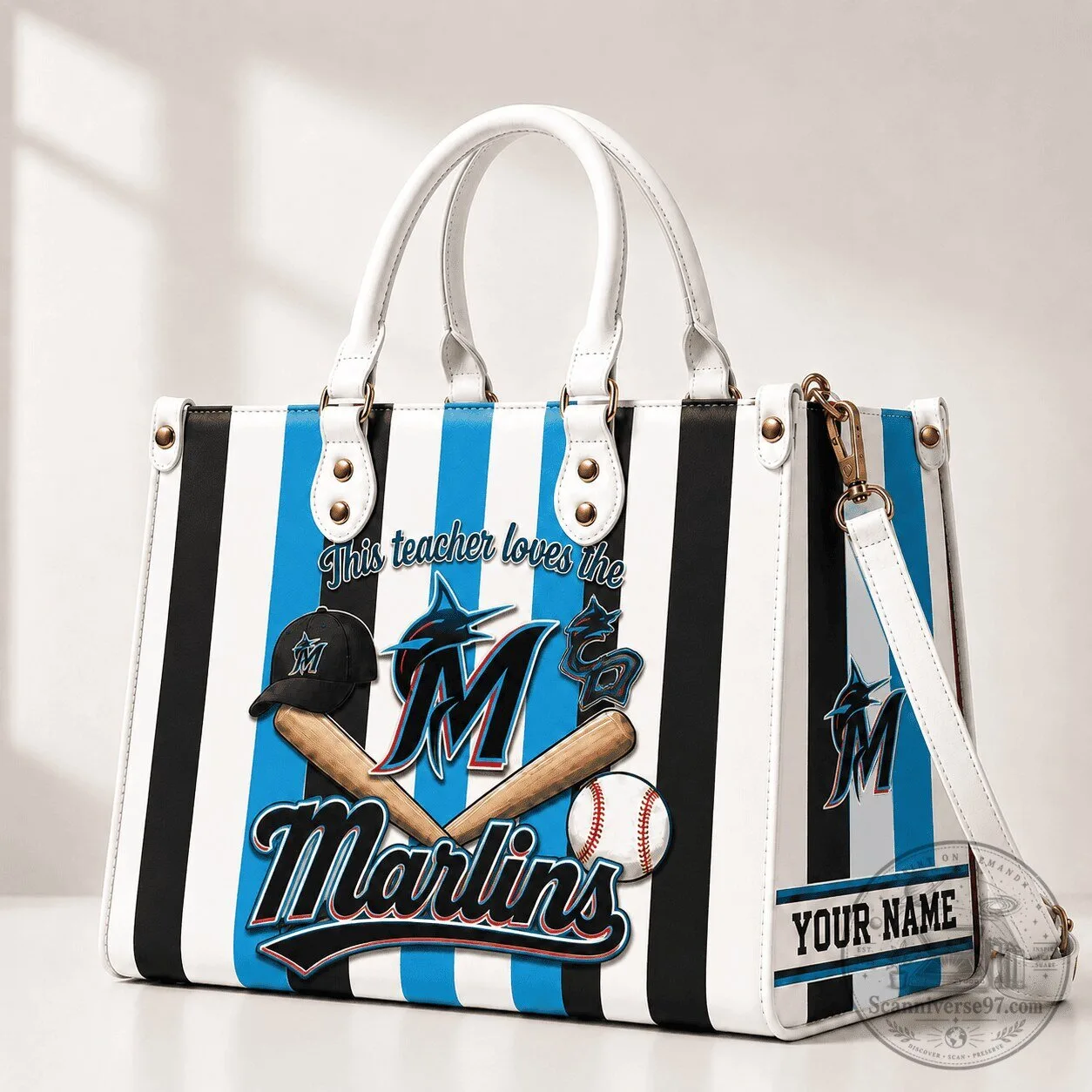 Miami Marlins Baseball Team Personalized Handbag For Women