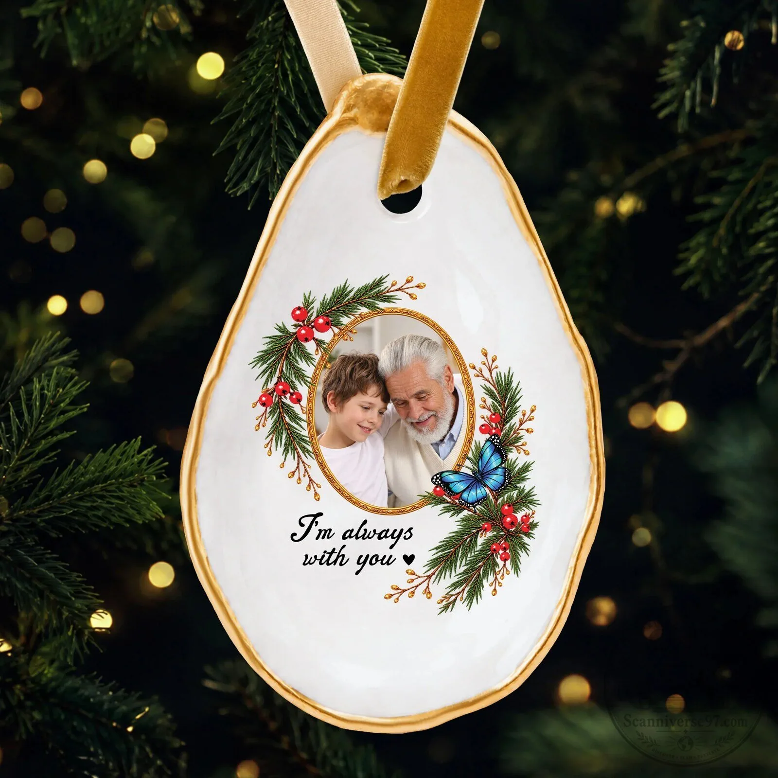 Personalized Memorial Photo Oyster Shell Christmas Ornament with Cardinal 7 Personalized Memorial Photo Oyster Shell Christmas Ornament with Cardinal