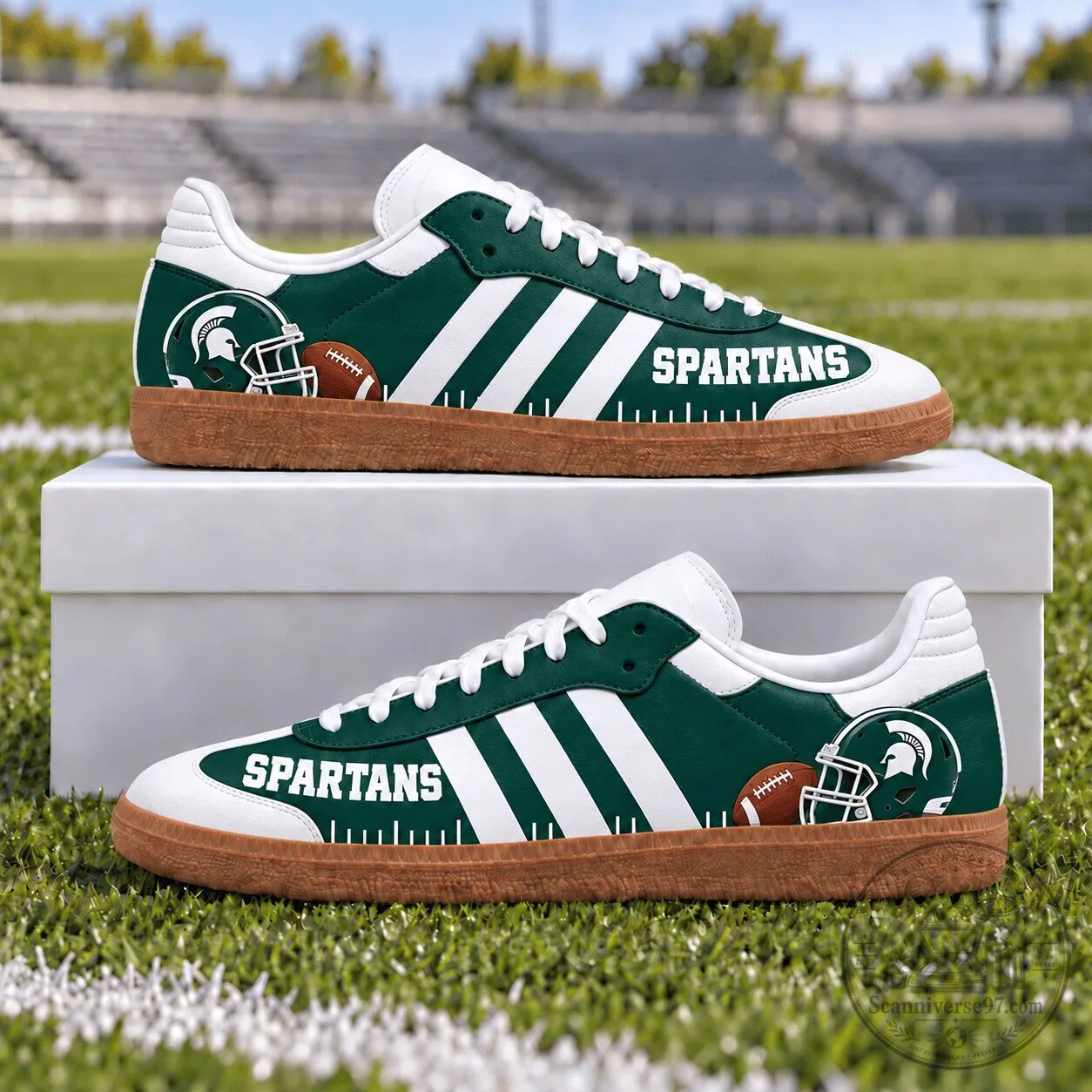 Michigan State Spartans Football Team Green and White Sneakers Shoes 1 Michigan State Spartans Football Team Green and White Sneakers Shoes