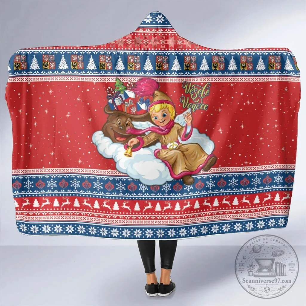 Czech Republic Christmas Jezisek Vesele Vanoce Hooded Blanket