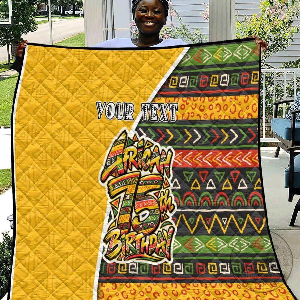 Personalized African 75th Birthday Quilt Colorful Tribal Geometric Heritage Pattern