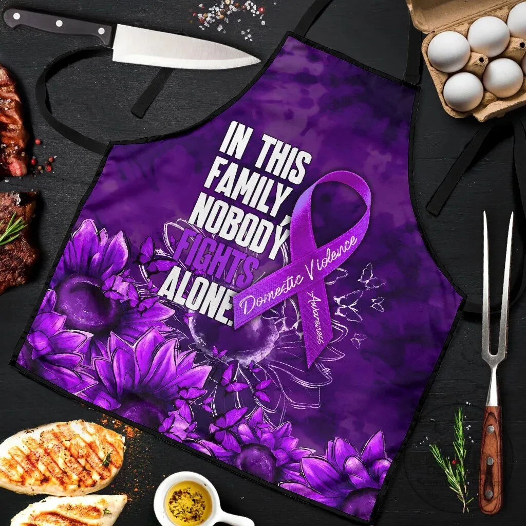 Domestic Violence Awareness Purple Ribbon Sunflower Nobody Fights Alone Apron 7 Domestic Violence Awareness Purple Ribbon Sunflower Nobody Fights Alone Apron