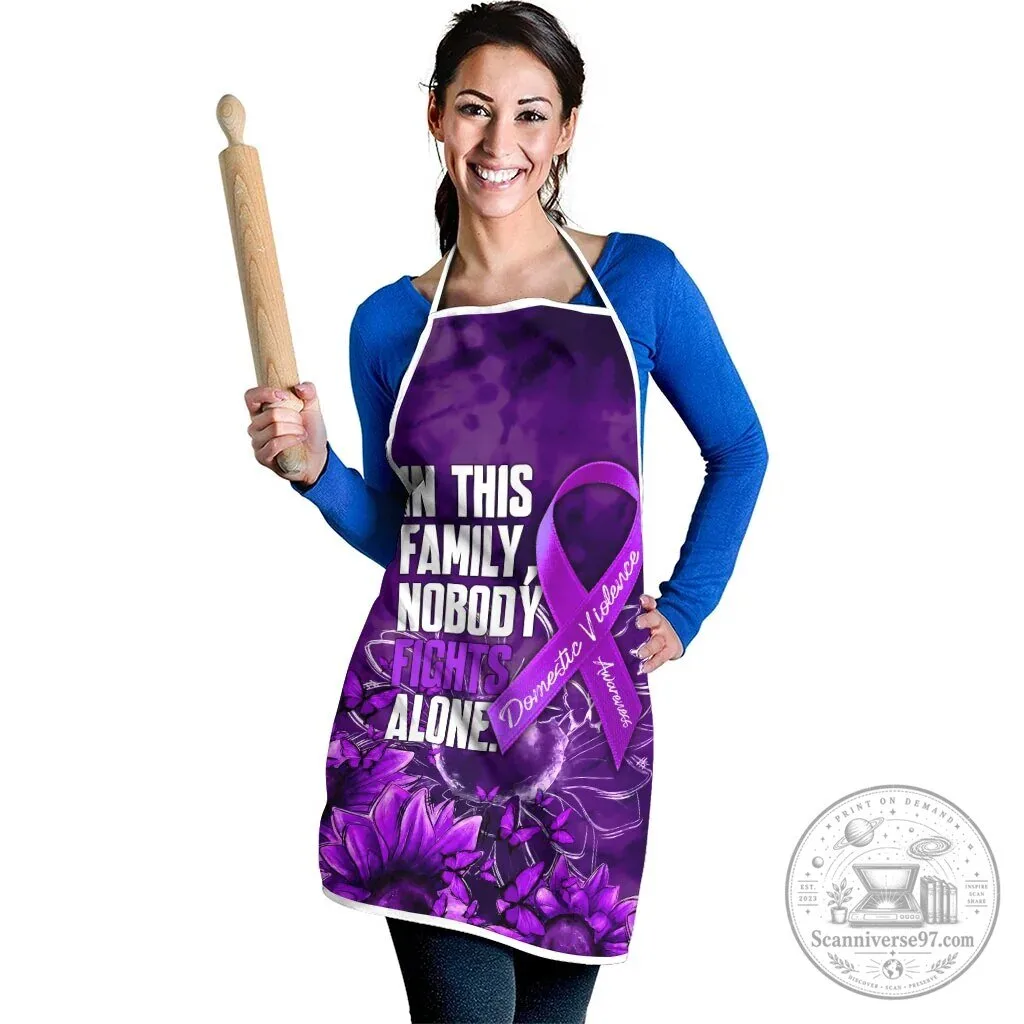 Domestic Violence Awareness Purple Ribbon Sunflower Nobody Fights Alone Apron 8 Domestic Violence Awareness Purple Ribbon Sunflower Nobody Fights Alone Apron