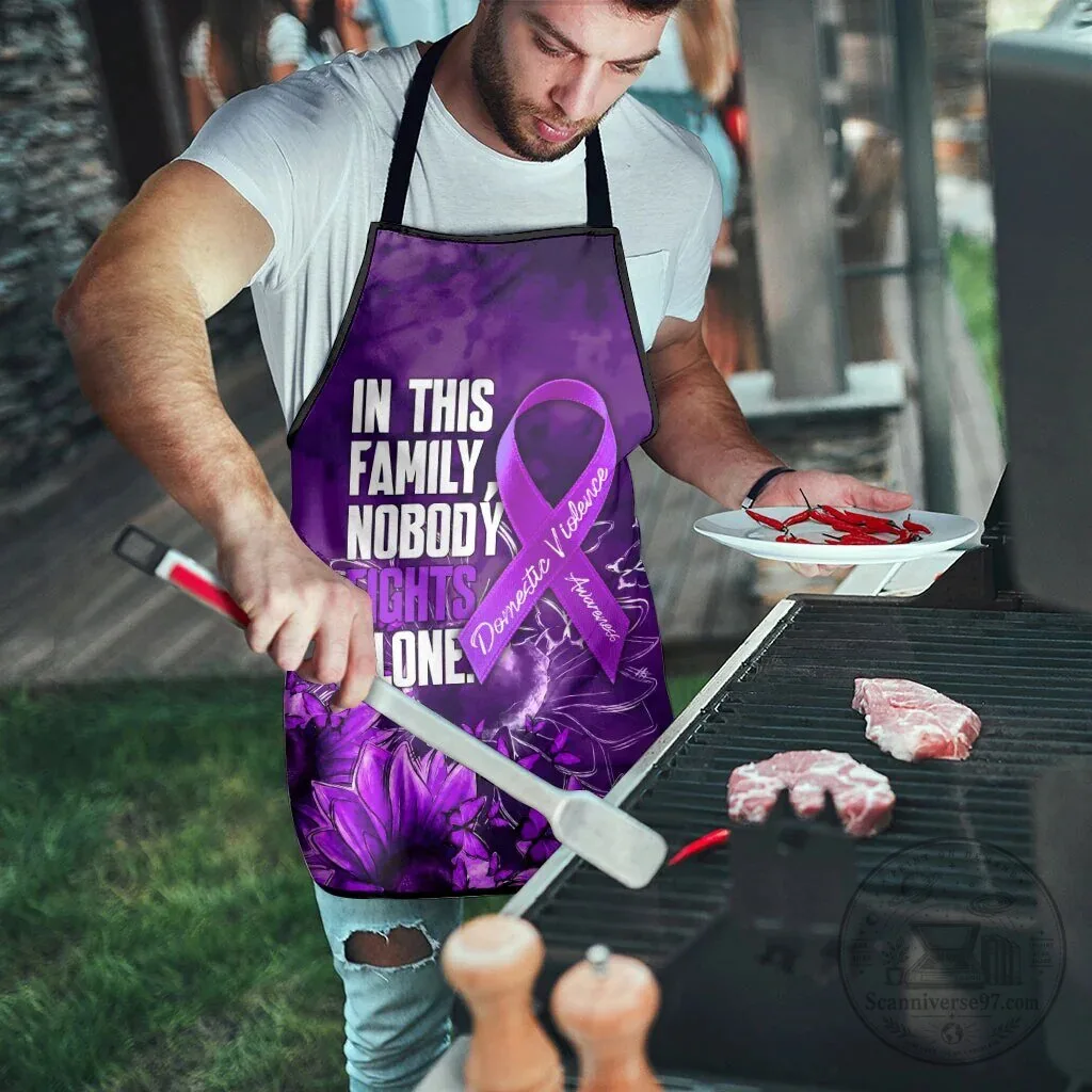 Domestic Violence Awareness Purple Ribbon Sunflower Nobody Fights Alone Apron 11 Domestic Violence Awareness Purple Ribbon Sunflower Nobody Fights Alone Apron