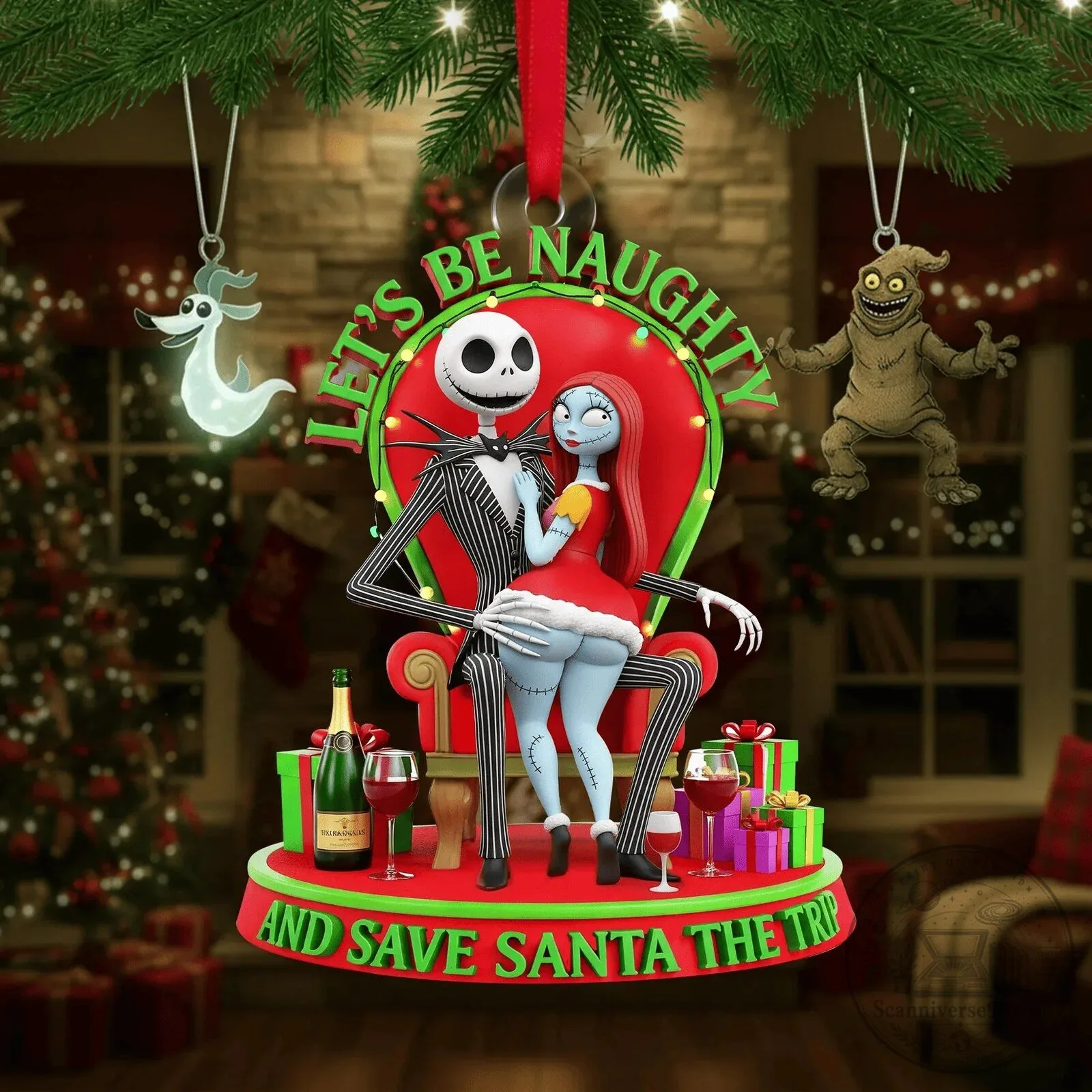 Nightmare Before Christmas Jack and Sally Let's Be Naughty Christmas Ornament