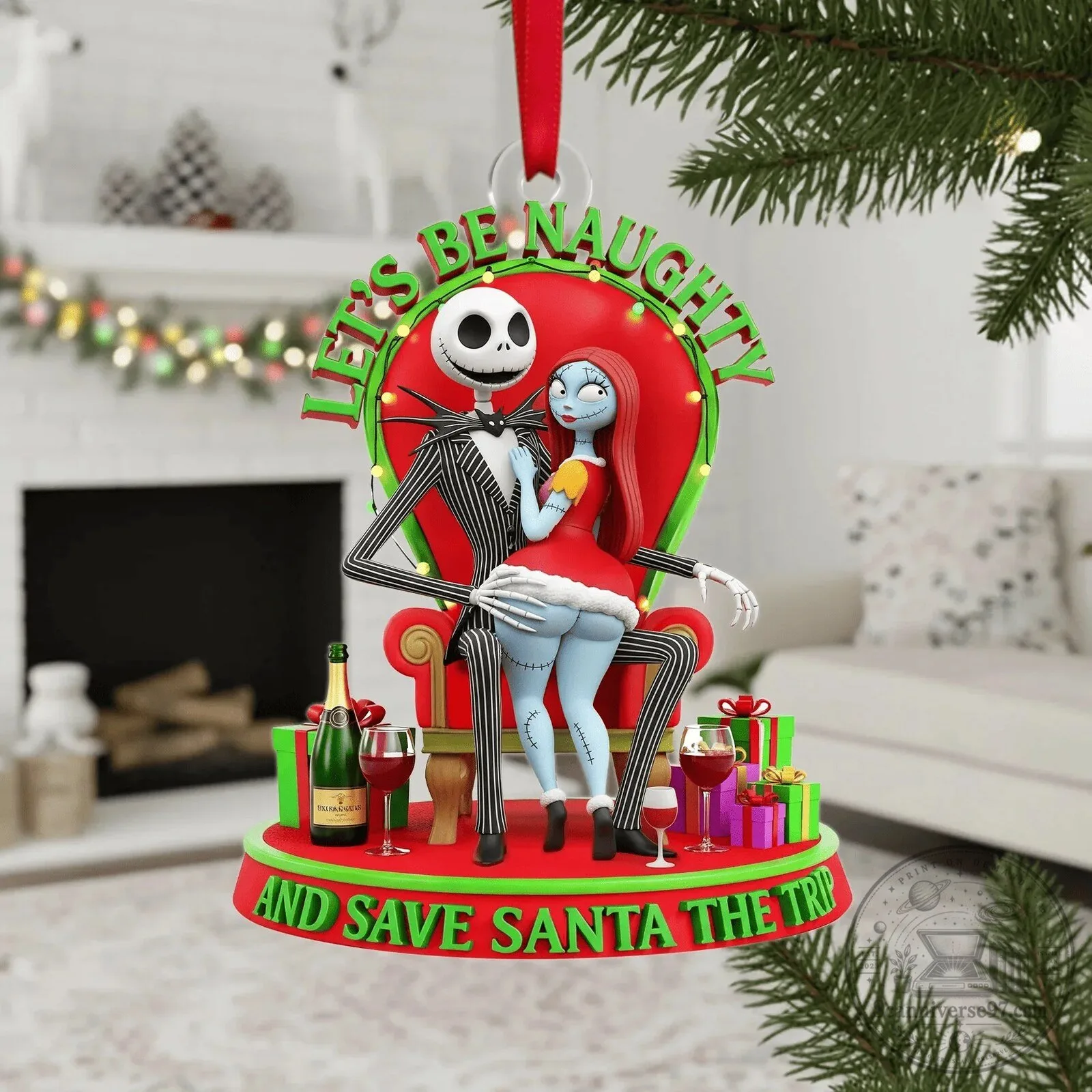 Nightmare Before Christmas Jack and Sally Let's Be Naughty Christmas Ornament 5 Nightmare Before Christmas Jack and Sally Let