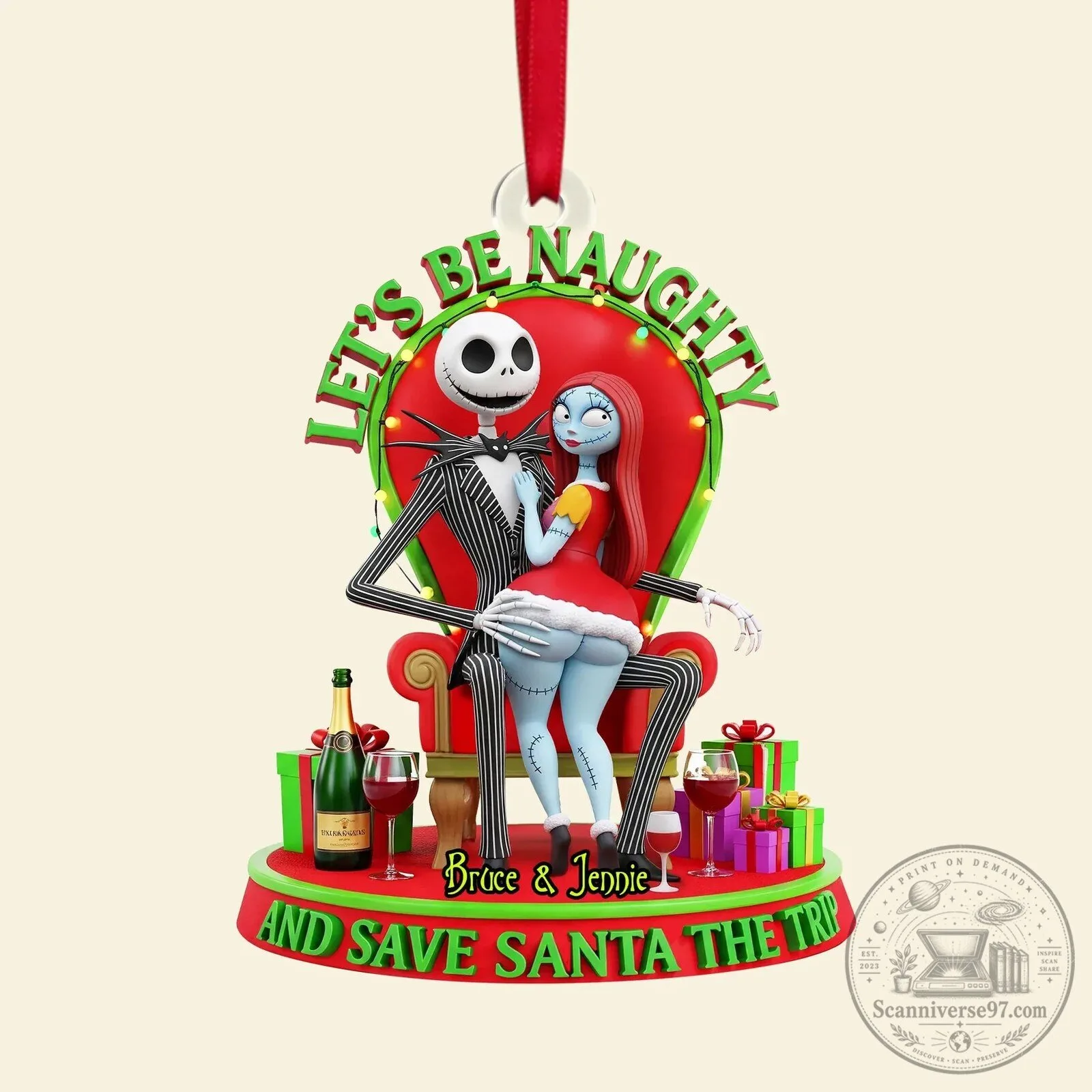 Nightmare Before Christmas Jack and Sally Let's Be Naughty Christmas Ornament 7 Nightmare Before Christmas Jack and Sally Let