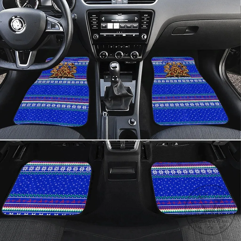 Ugly Christmas Sweater Pattern Blue Car Mat Set for Vehicle Interior Protection