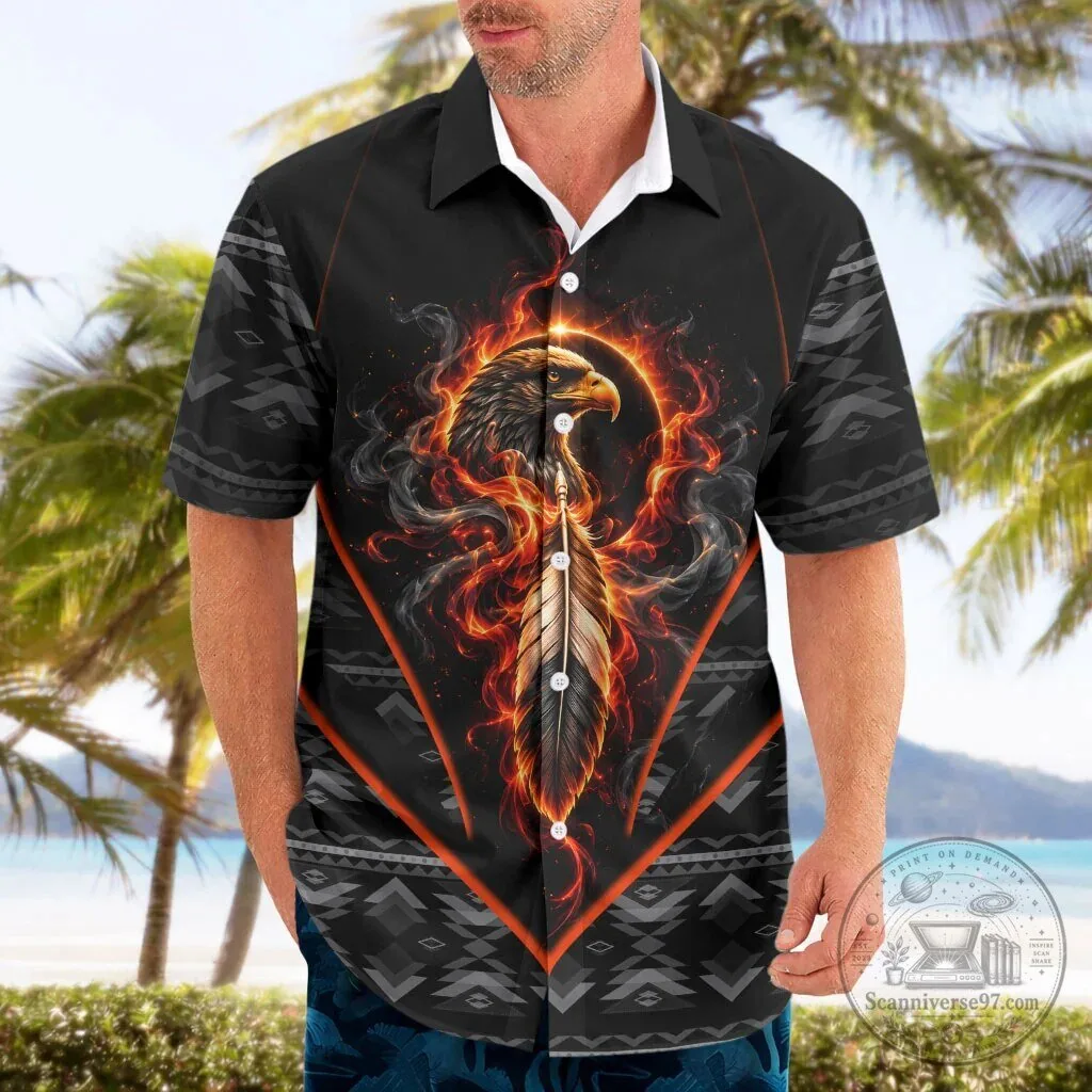 Fiery Phoenix Spirit Animal Native American Tribal Pattern Hawaiian Shirt 7 Fiery Phoenix Spirit Animal Native American Tribal Pattern Hawaiian Shirt