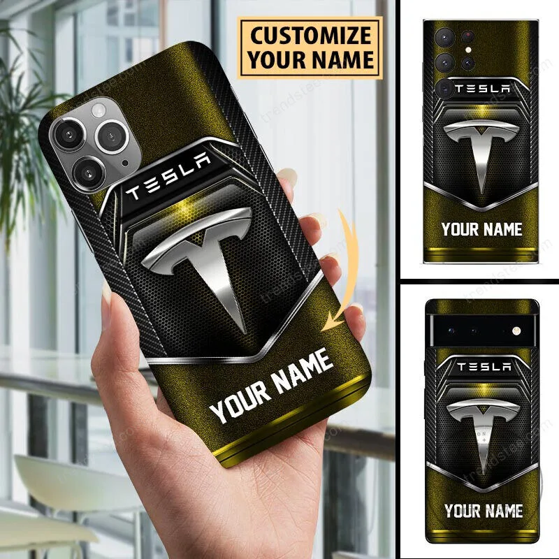 Custom Name Tesla Logo Red and Black Carbon Fiber Phone Case 10 Custom Name Tesla Logo Red and Black Carbon Fiber Phone Case