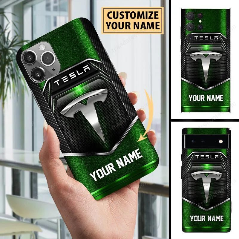 Custom Name Tesla Logo Red and Black Carbon Fiber Phone Case 13 Custom Name Tesla Logo Red and Black Carbon Fiber Phone Case