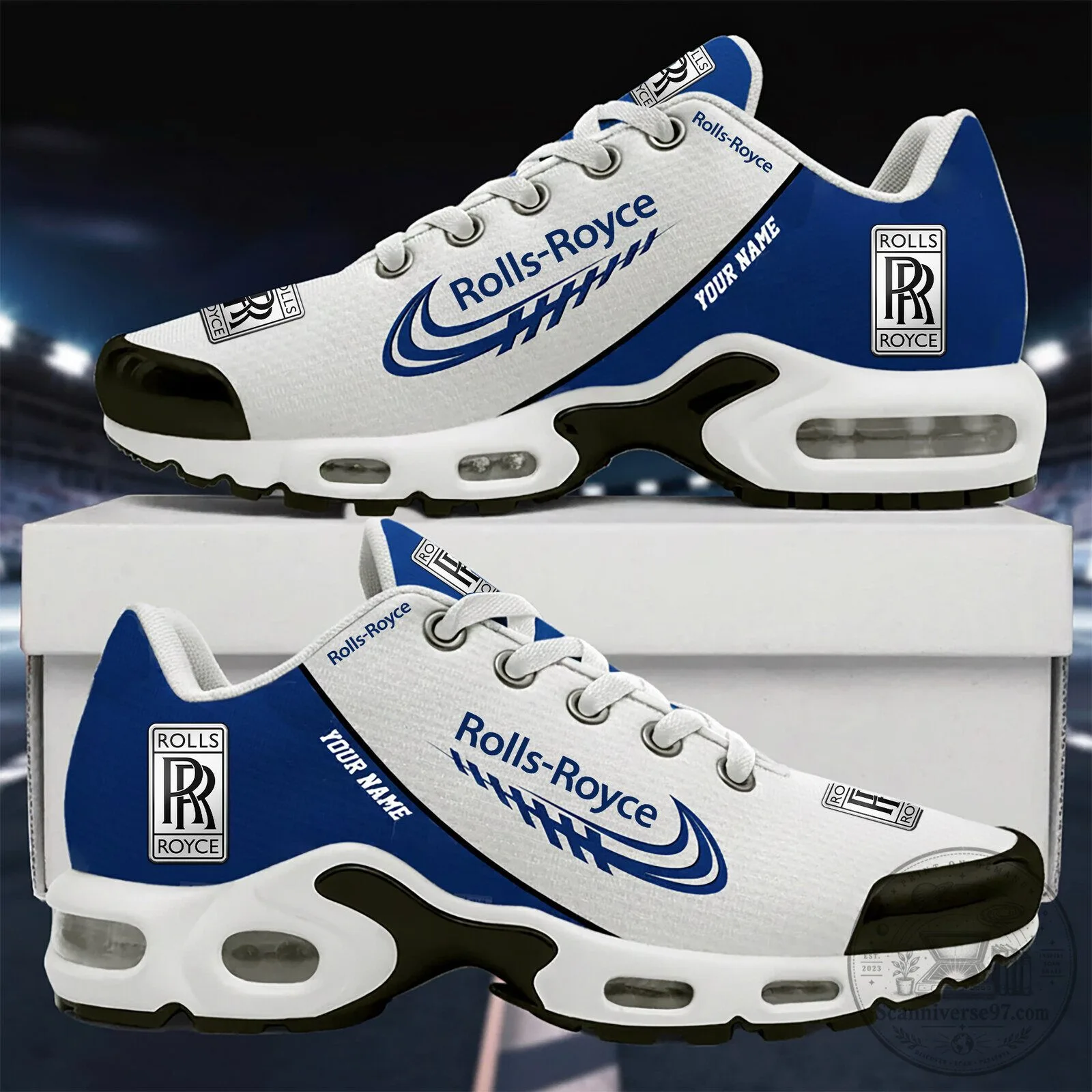 Rolls-Royce Personalized Name Luxury Car Brand White Red Athletic Shoes 5 Rolls-Royce Personalized Name Luxury Car Brand White Red Athletic Shoes