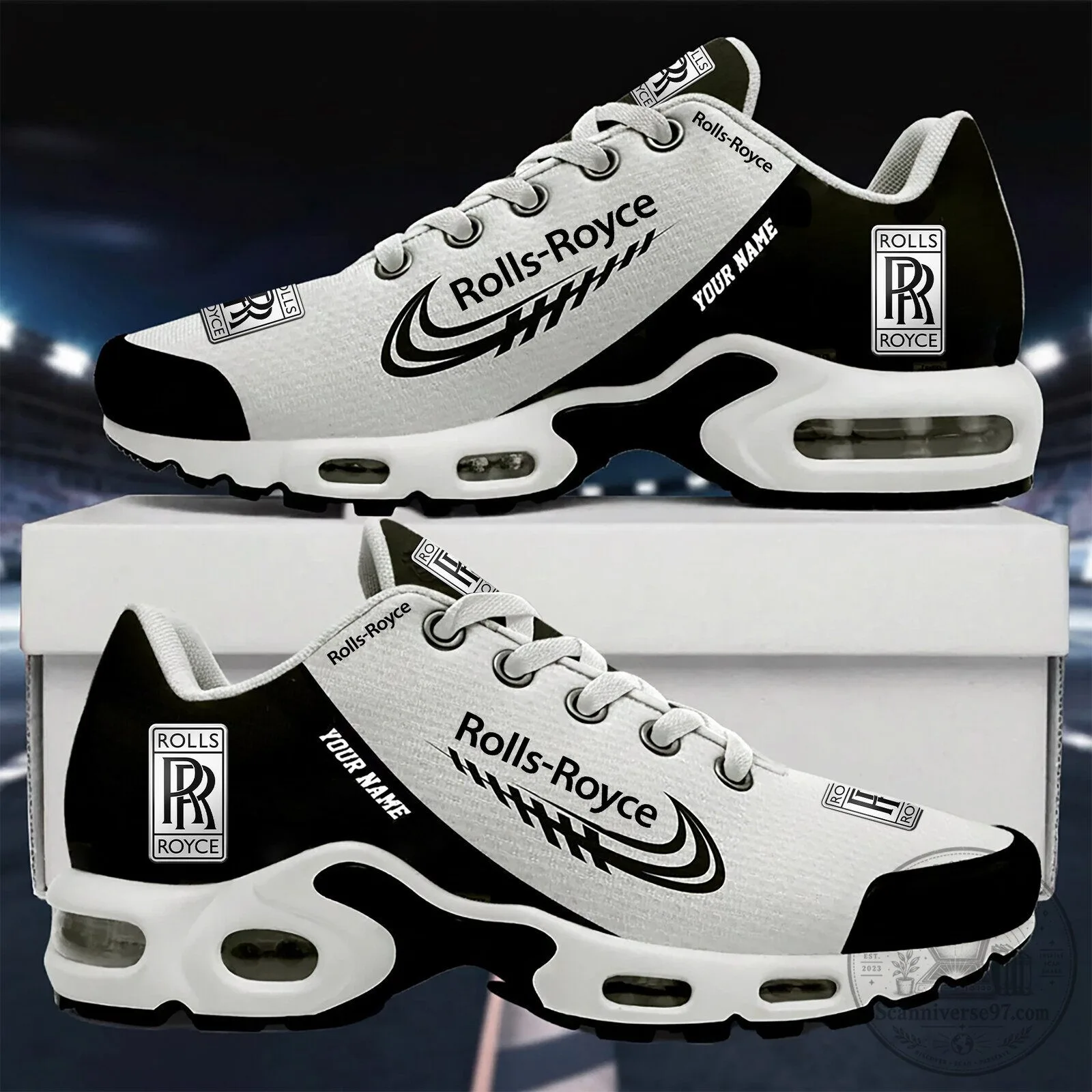 Rolls-Royce Personalized Name Luxury Car Brand White Red Athletic Shoes 6 Rolls-Royce Personalized Name Luxury Car Brand White Red Athletic Shoes