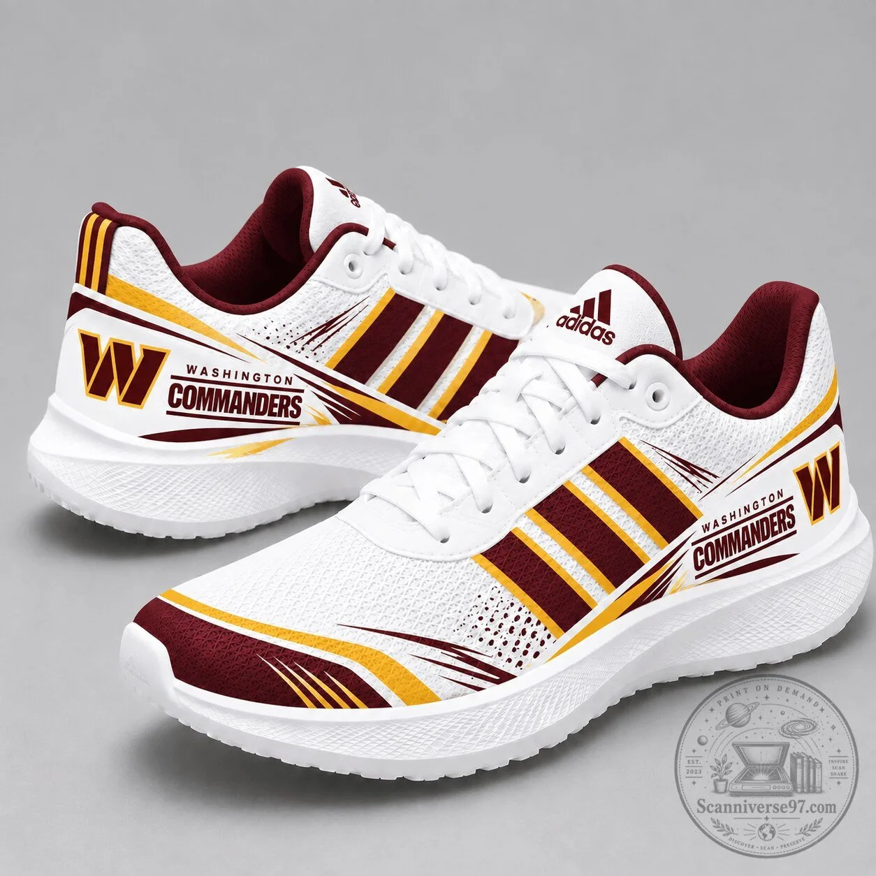 Washington Commanders Football Team Logo White Striped Running Shoes