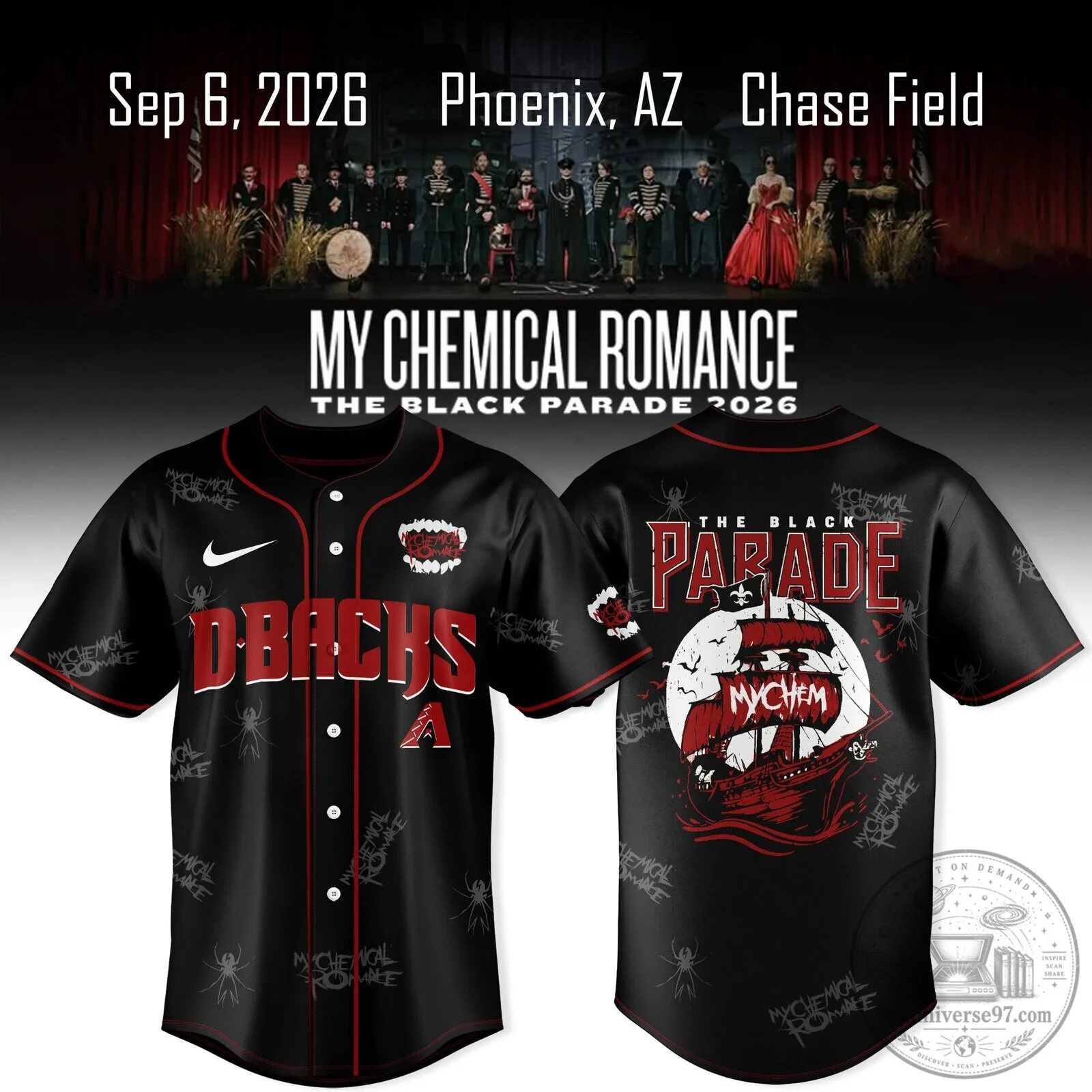 Arizona Diamondbacks Baseball Jersey with My Chemical Romance The Black Parade Artwork