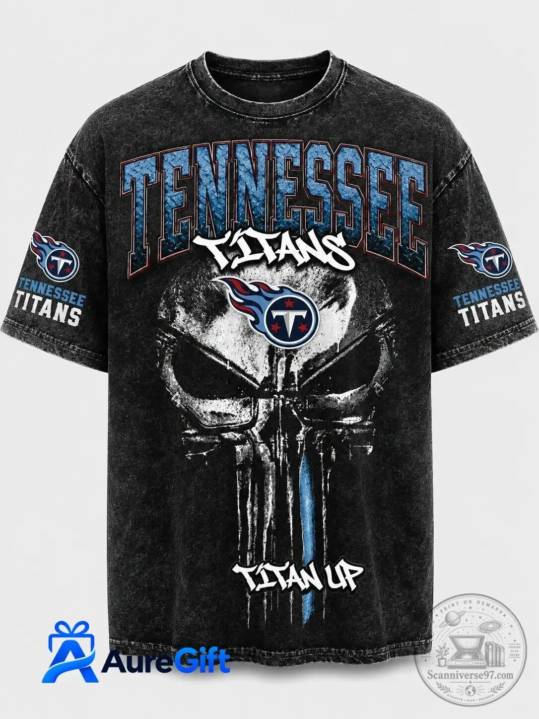 Tennessee Titans Punisher Skull Distressed Graphic T-Shirt