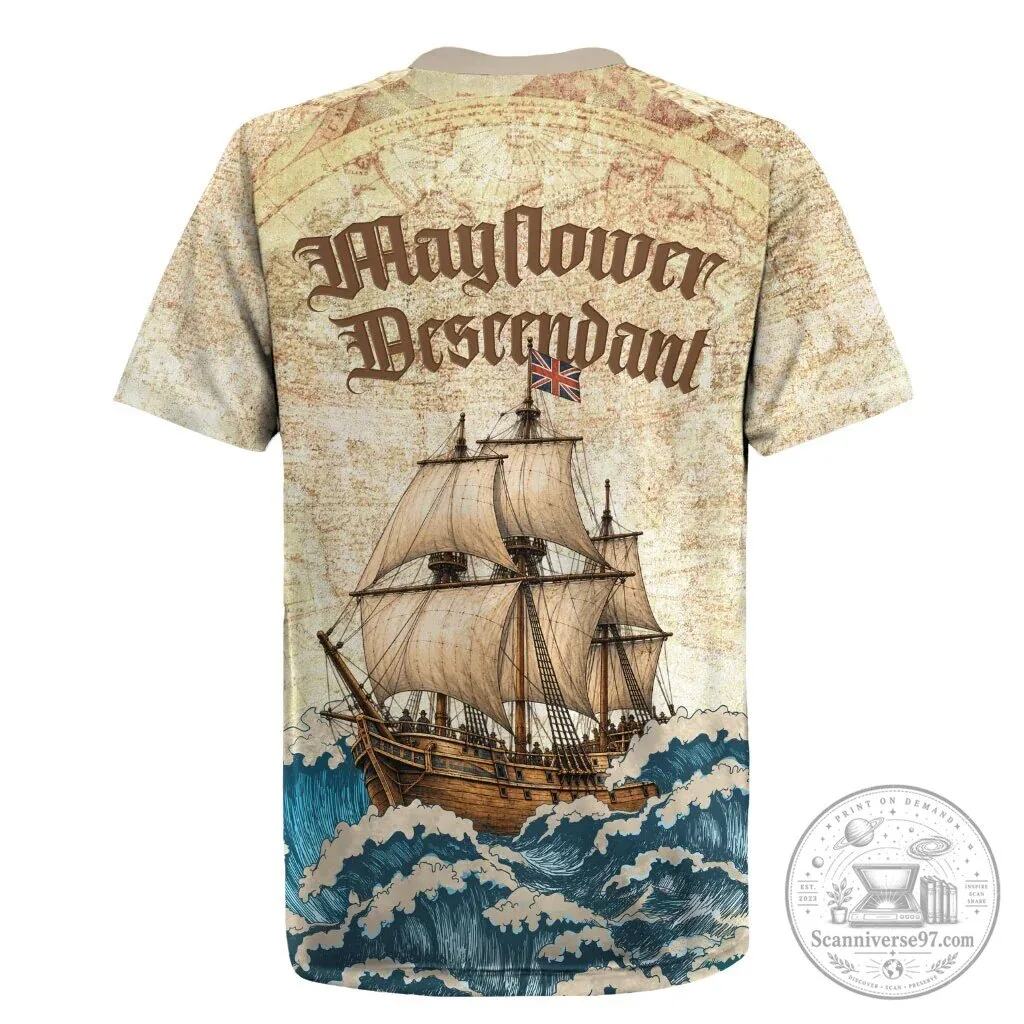 Mayflower Descendant Ship Vintage Nautical Map Ocean Waves Rugby Jersey 5 Mayflower Descendant Ship Vintage Nautical Map Ocean Waves Rugby Jersey