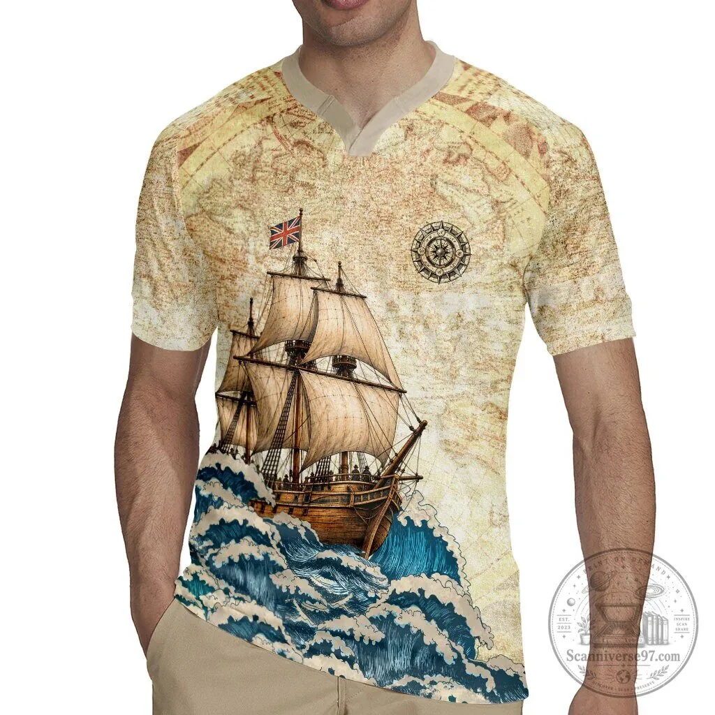 Mayflower Descendant Ship Vintage Nautical Map Ocean Waves Rugby Jersey 6 Mayflower Descendant Ship Vintage Nautical Map Ocean Waves Rugby Jersey