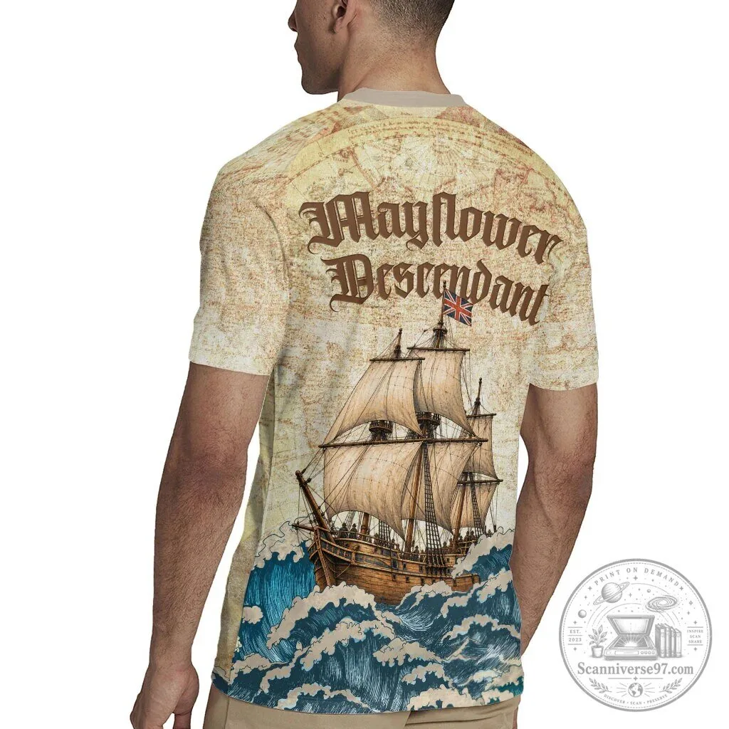Mayflower Descendant Ship Vintage Nautical Map Ocean Waves Rugby Jersey 7 Mayflower Descendant Ship Vintage Nautical Map Ocean Waves Rugby Jersey