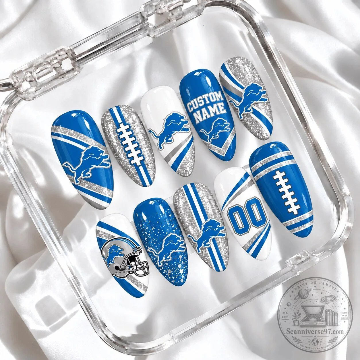 Detroit Lions National Football League Custom Press On Nails Set