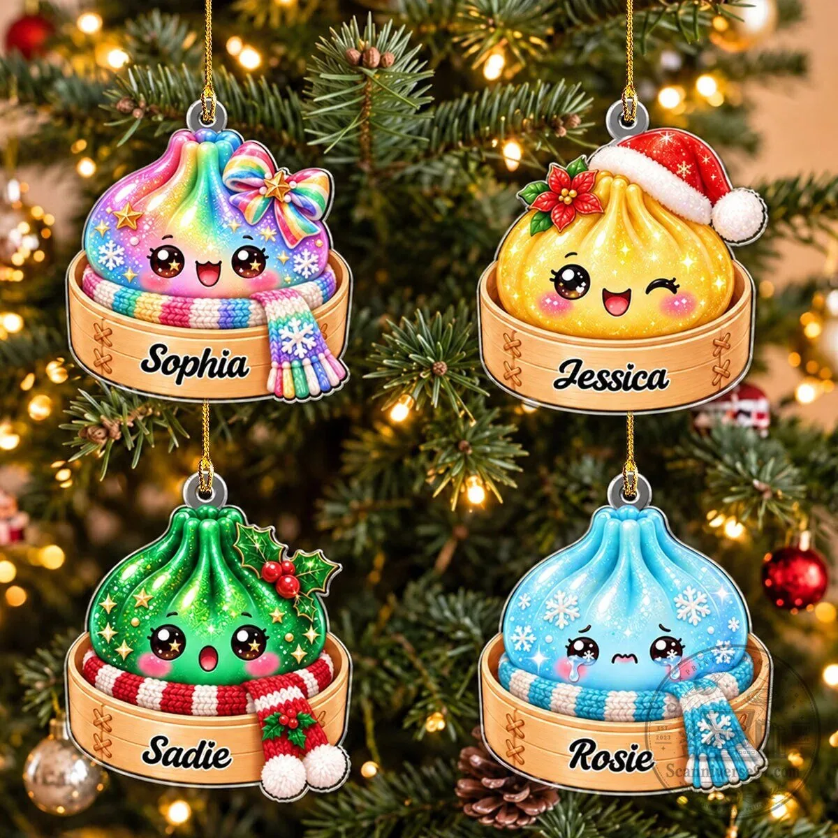 Personalized Dumpling Christmas Ornament Cute Kawaii Holiday Tree Decoration Gift