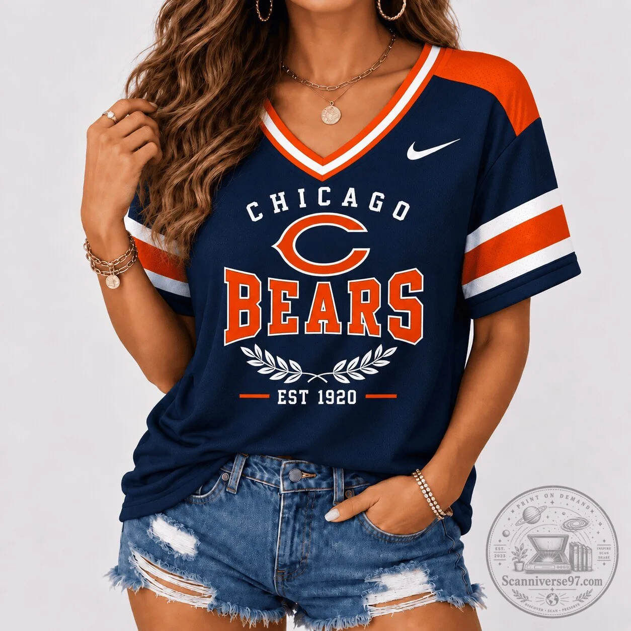 Vintage V-Neck Shirt for Chicago Bears Fans – Football Apparel