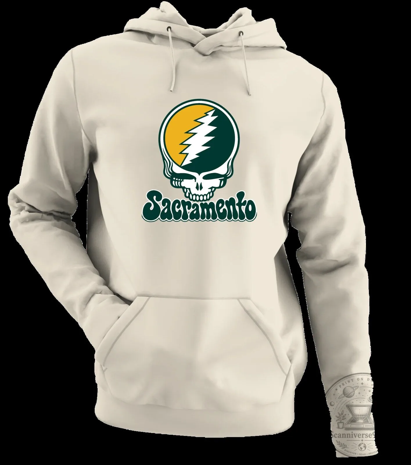 Grateful Dead Steal Your Face Sacramento Baseball White Hoodie