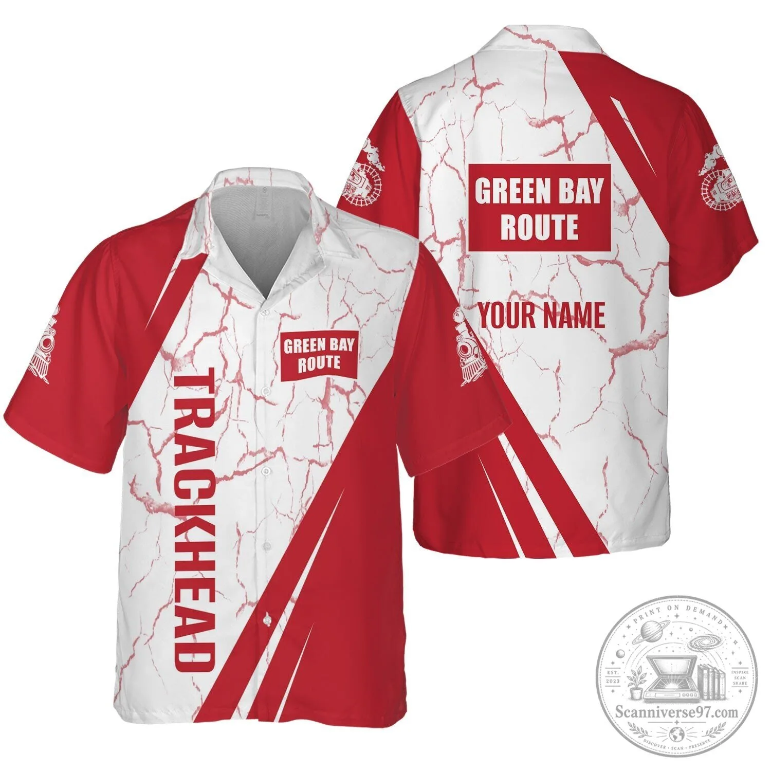 Green Bay Route Train Trackhead Personalized Hawaiian Shirt