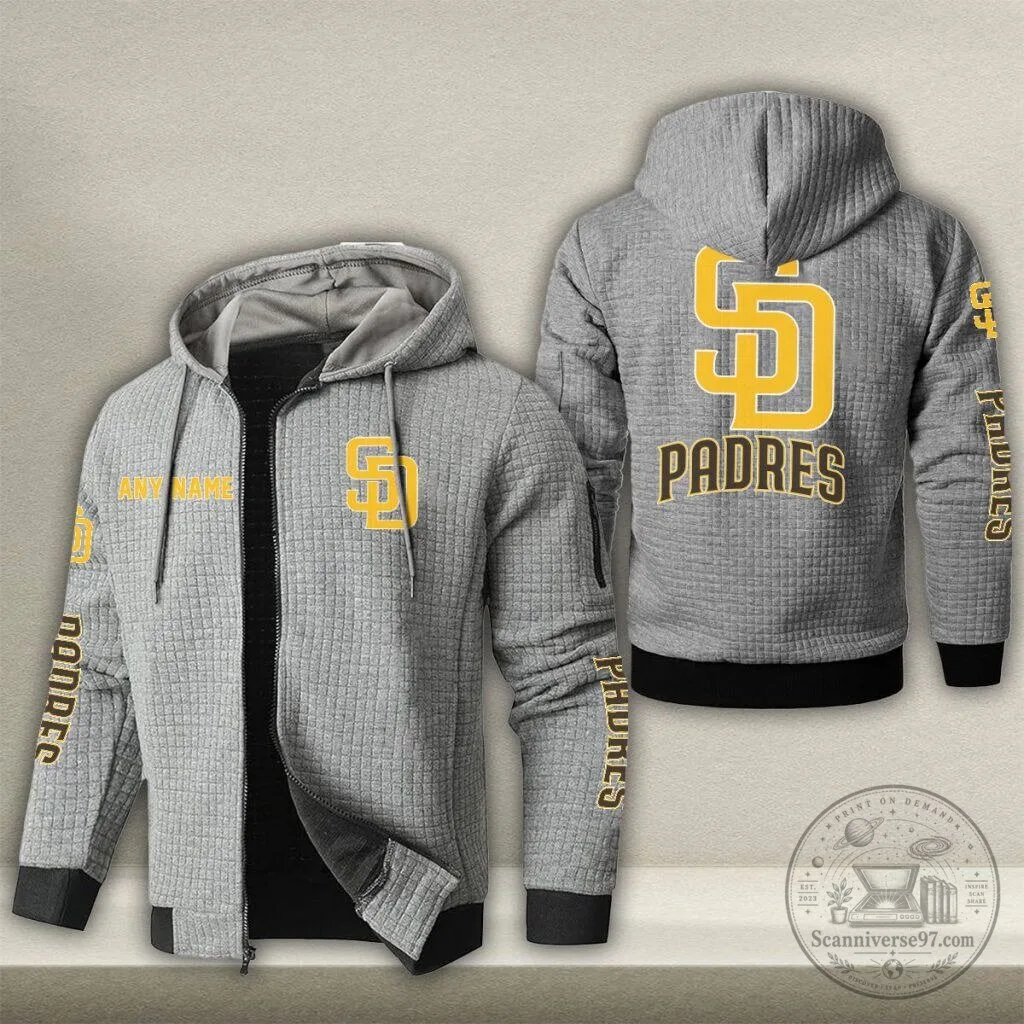 San Diego Padres Baseball Personalized Name Waffle Zip Hoodie 9 San Diego Padres Baseball Personalized Name Waffle Zip Hoodie