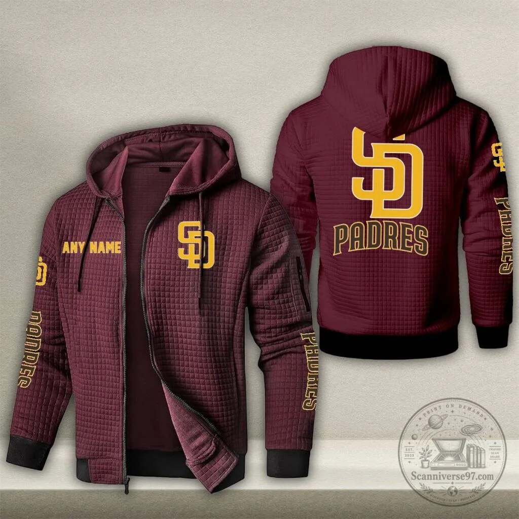 San Diego Padres Baseball Personalized Name Waffle Zip Hoodie 10 San Diego Padres Baseball Personalized Name Waffle Zip Hoodie