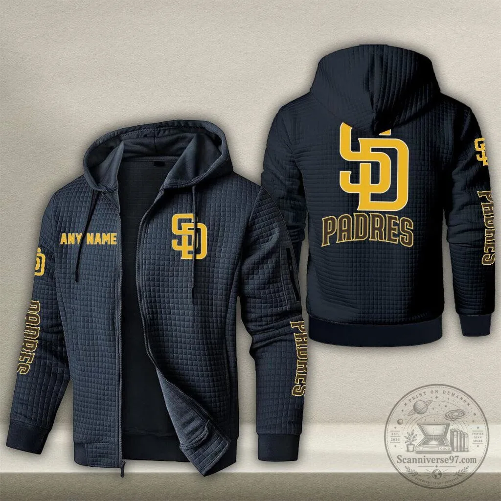 San Diego Padres Baseball Personalized Name Waffle Zip Hoodie 11 San Diego Padres Baseball Personalized Name Waffle Zip Hoodie