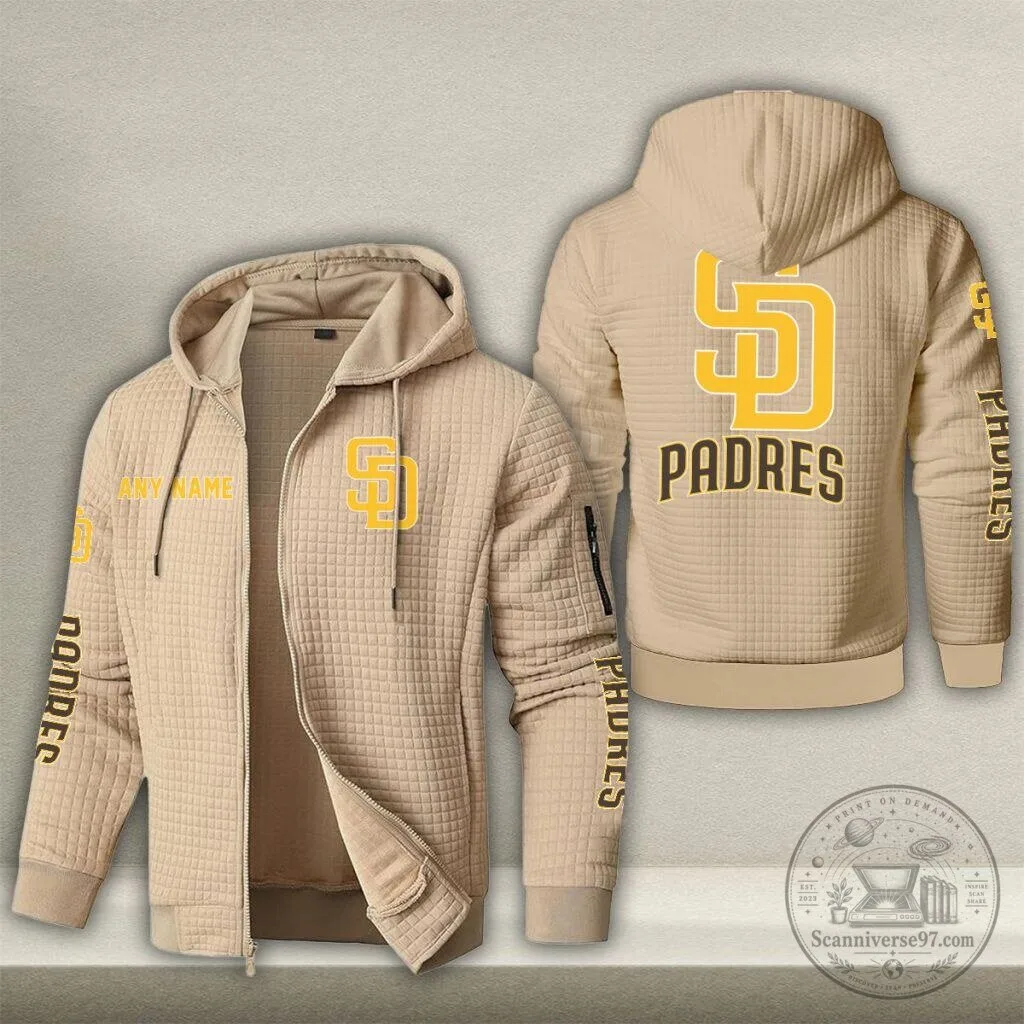 San Diego Padres Baseball Personalized Name Waffle Zip Hoodie 12 San Diego Padres Baseball Personalized Name Waffle Zip Hoodie