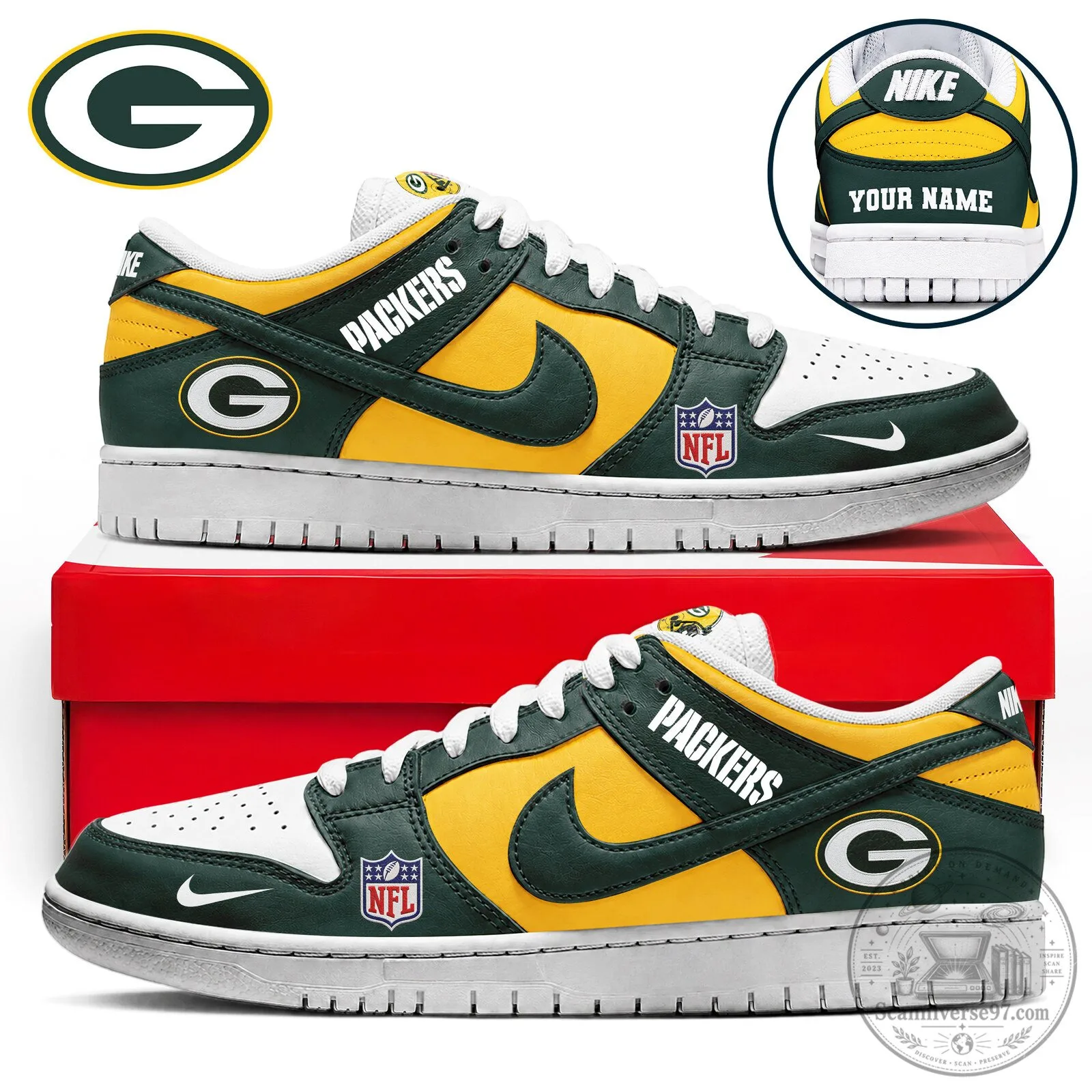 Green Bay Packers National Football League Team Logo Custom Shoes 1 Green Bay Packers National Football League Team Logo Custom Shoes