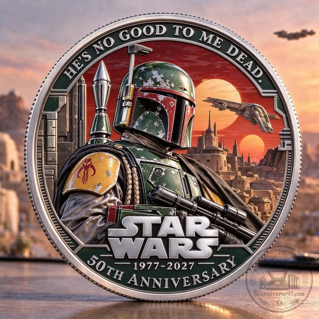 Star Wars Boba Fett 50th Anniversary Commemorative Coin Collectible Star Wars Boba Fett 50th Anniversary Commemorative Coin Collectible