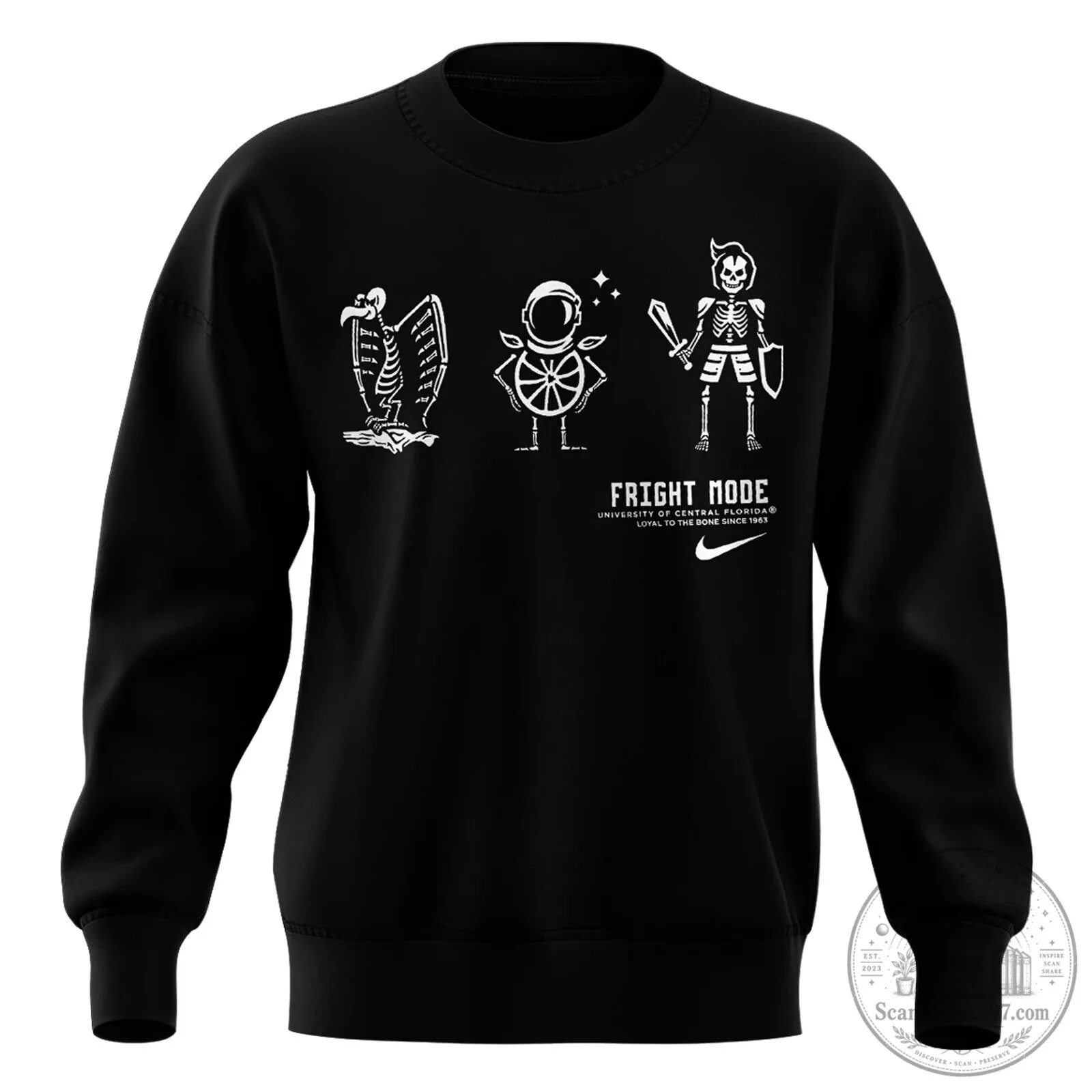UCF Knights Fright Mode Orlando Skeleton Mascot Black Crewneck Sweatshirt 5 UCF Knights Fright Mode Orlando Skeleton Mascot Black Crewneck Sweatshirt