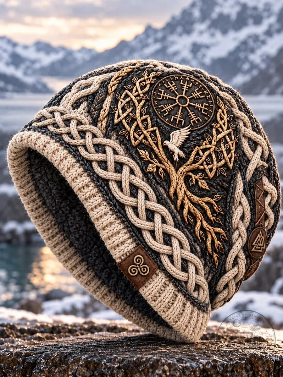 Viking Art Vintage Autumn And Winter Warm Cold Knitted Beanie Hat